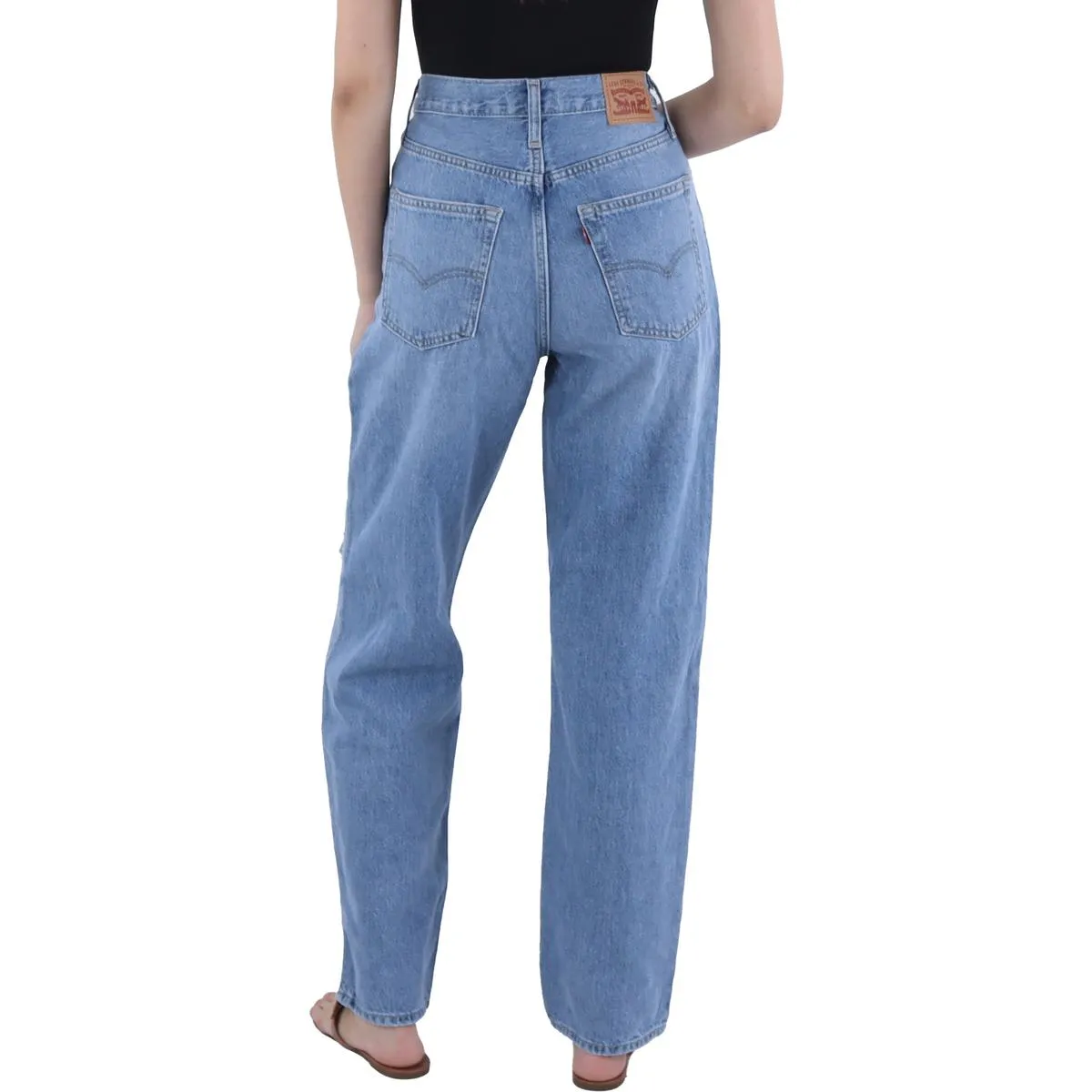 '94 Baggy Womens Mid-Rise Distressed Straight Leg Jeans