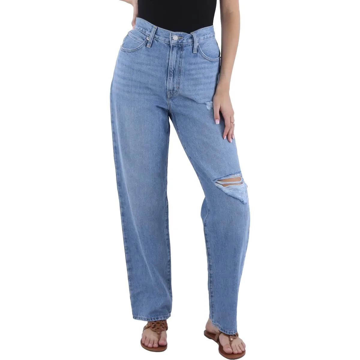 '94 Baggy Womens Mid-Rise Distressed Straight Leg Jeans