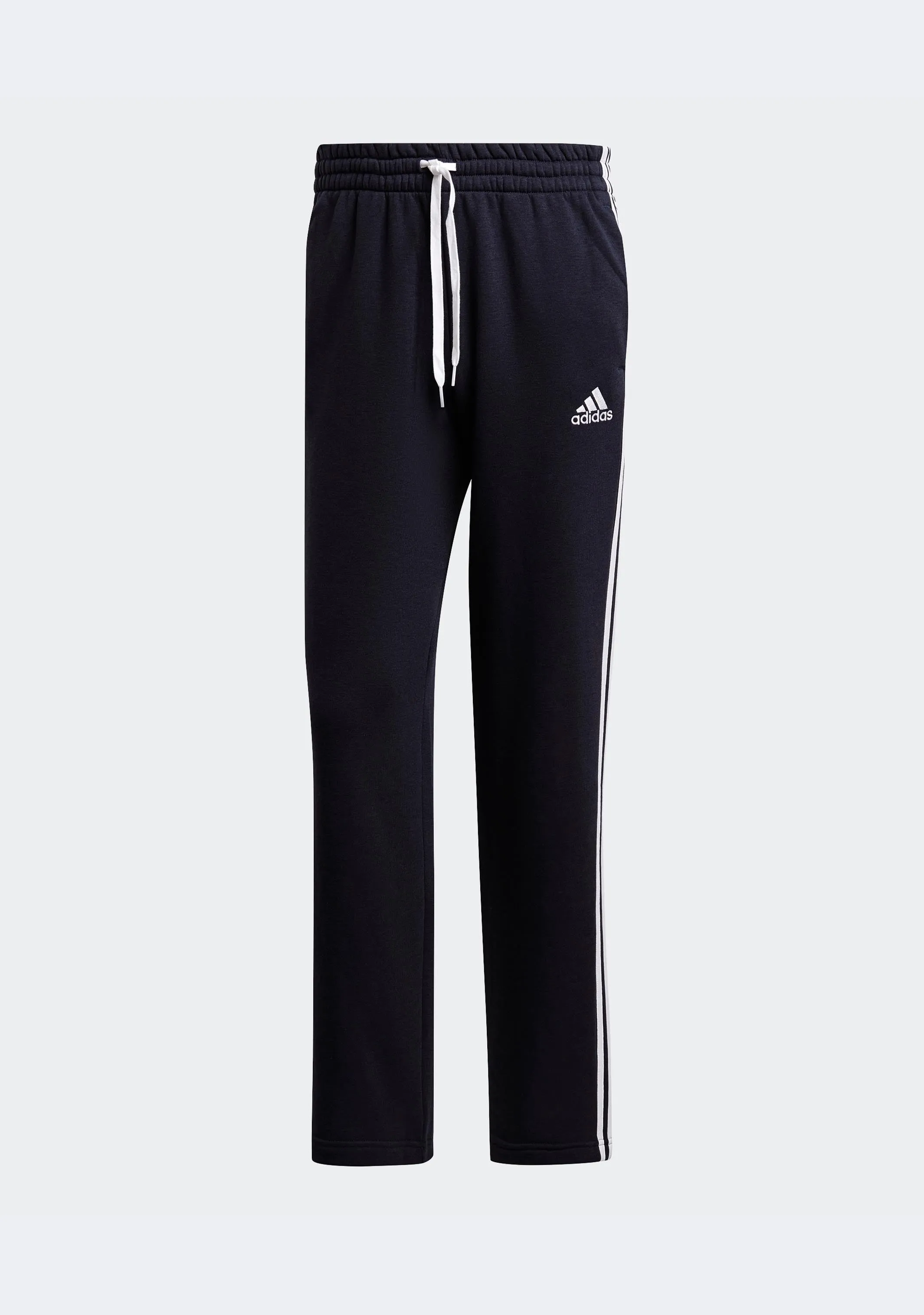 Adidas Men's 3 Stripes Essentials Fleece Open Hem Track Pants