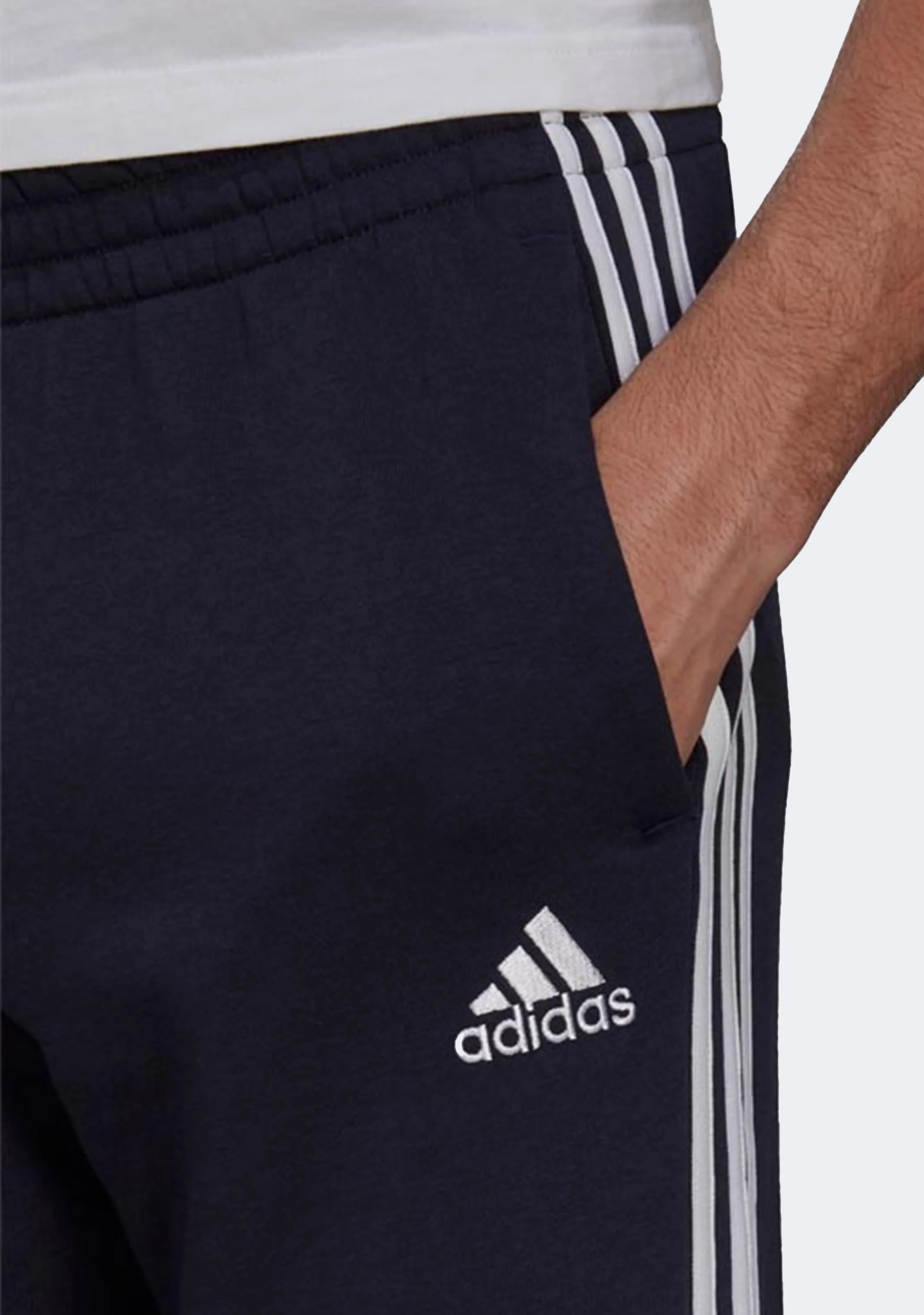 Adidas Men's 3 Stripes Essentials Fleece Open Hem Track Pants