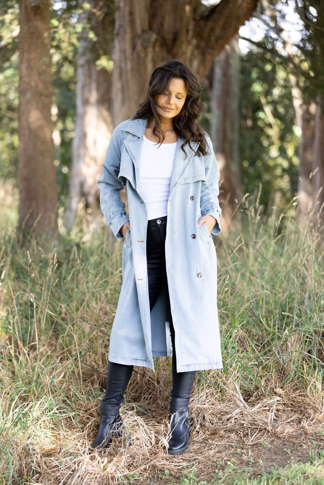 All About Eve Rio Trench Coat Light Blue