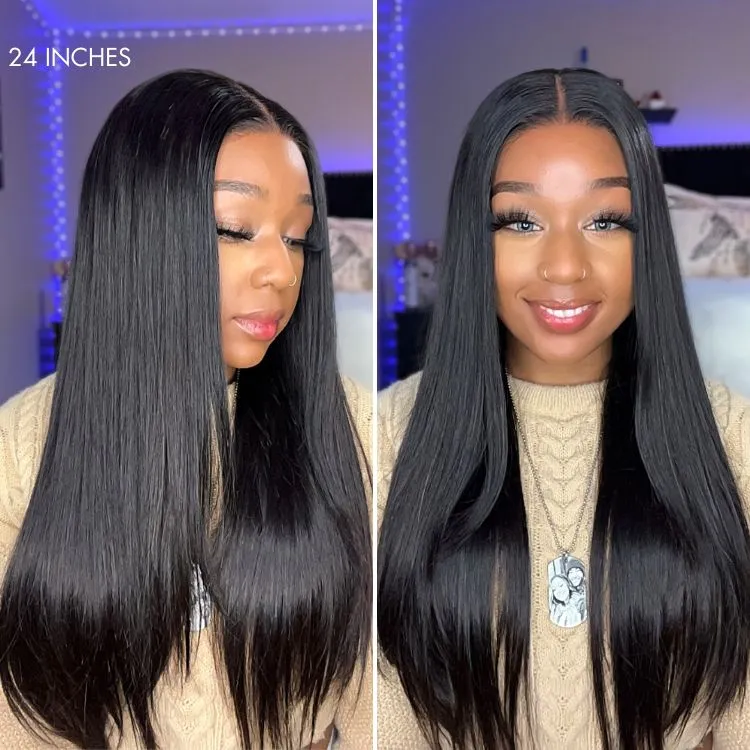 All-Day Secure Fit Silky Straight Glueless 5x5 Closure Lace Long Wig Pre-Cut Lace