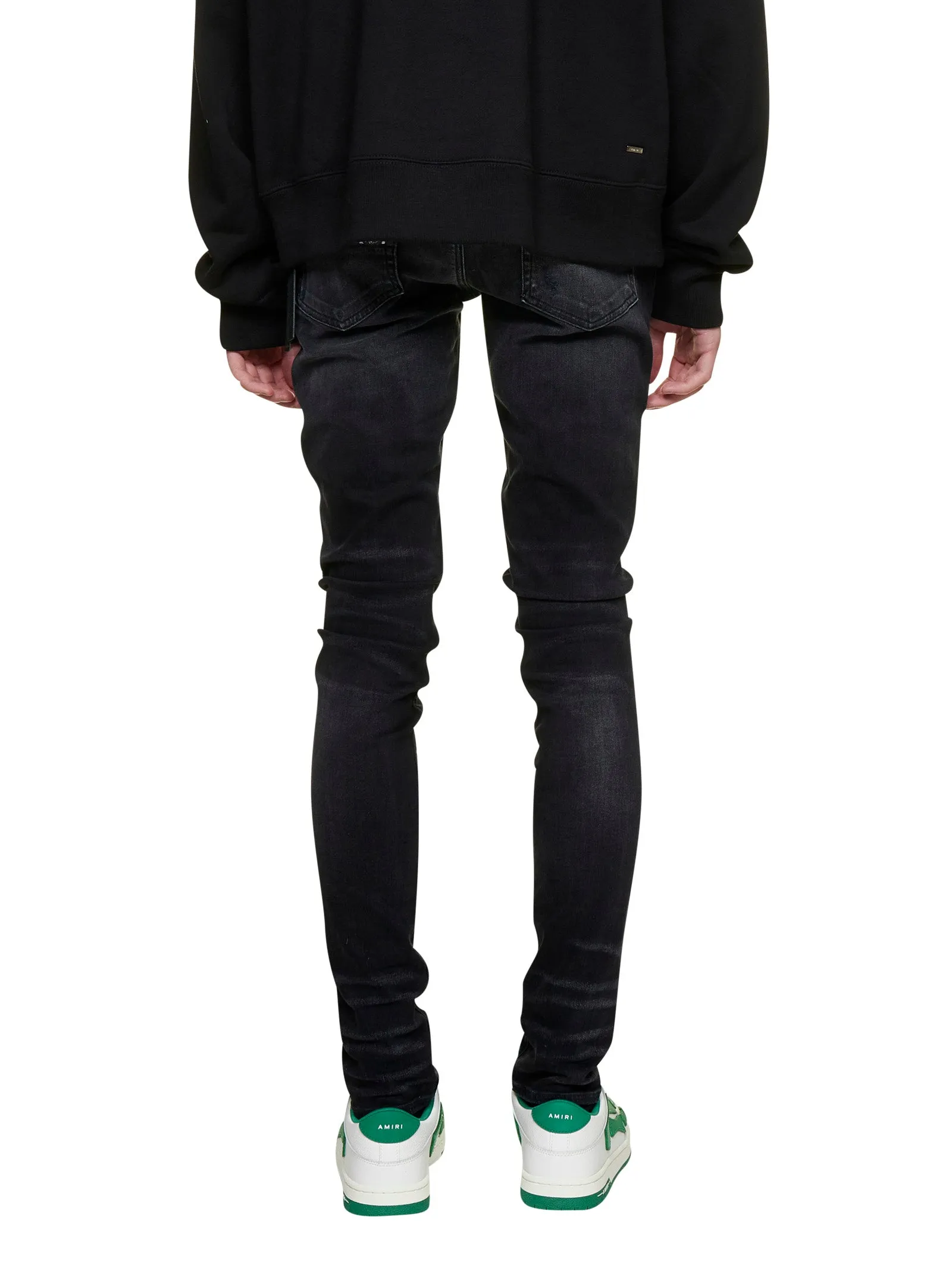 Amiri Bandana-Print Distressed Low-Rise Jeans