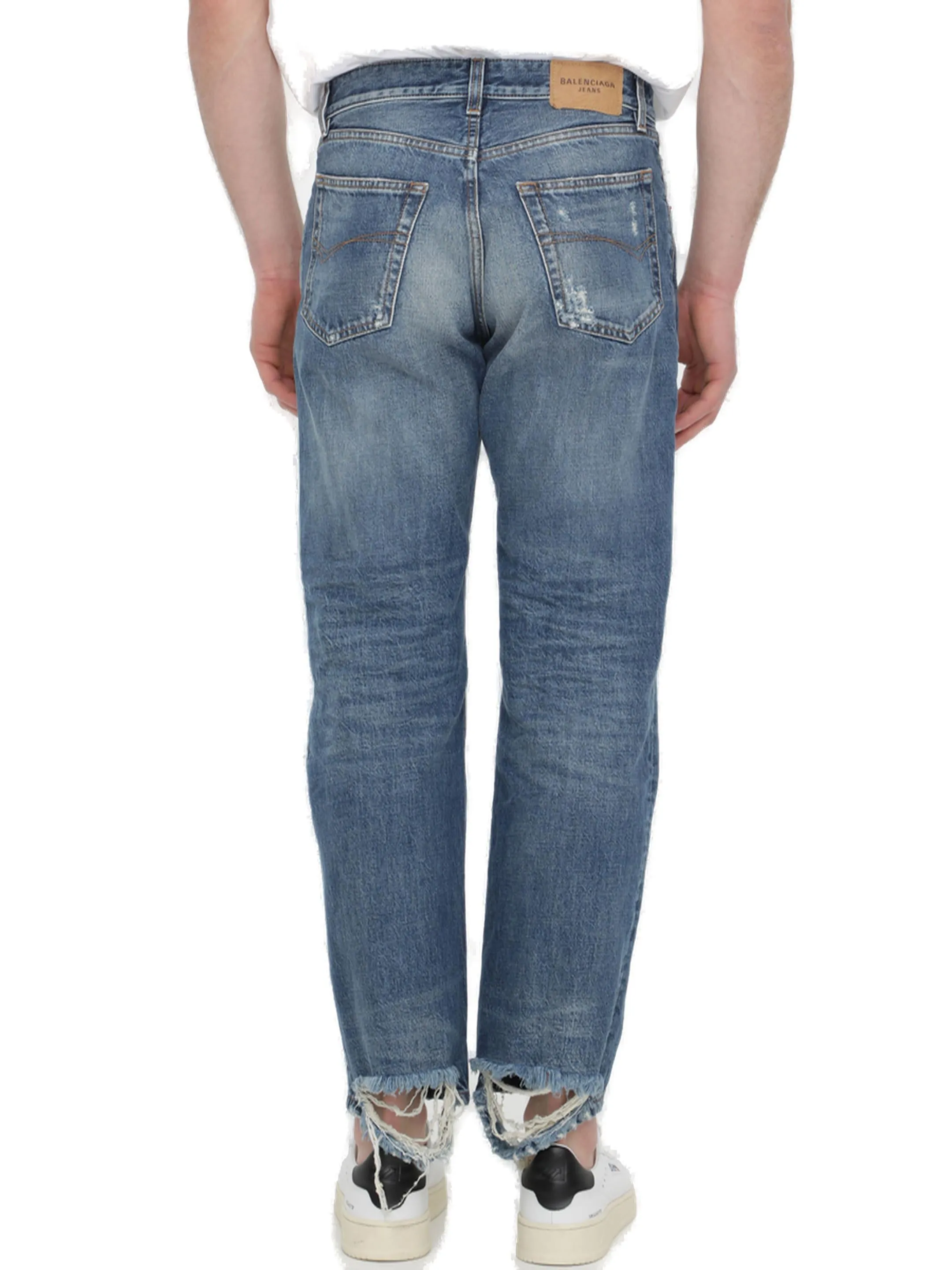 Balenciaga Logo Patch Straight Leg Jeans