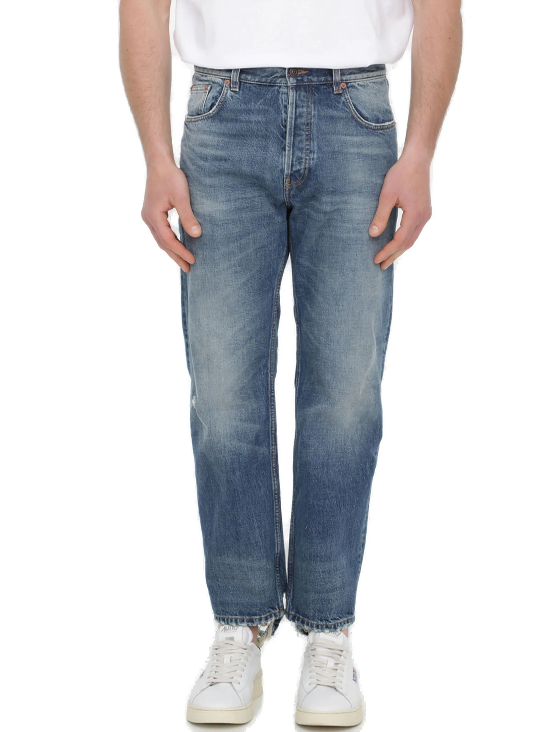 Balenciaga Logo Patch Straight Leg Jeans