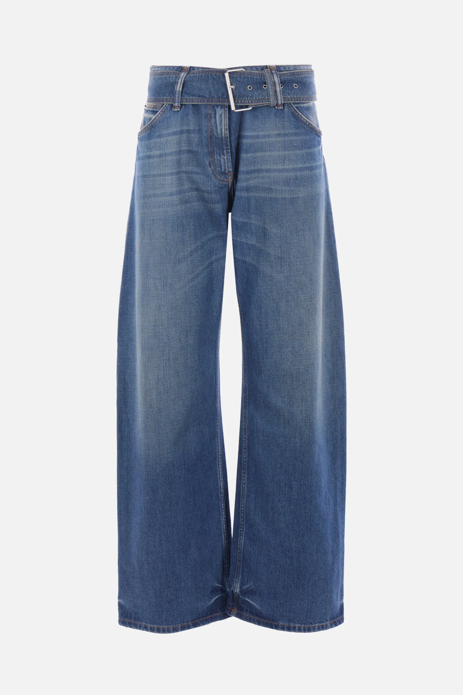 belted denim jeans