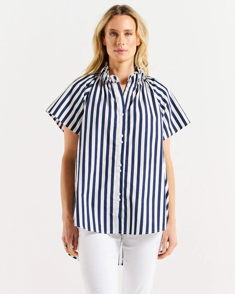 Betty Basics Caspian Blouse Blue/White Stripe