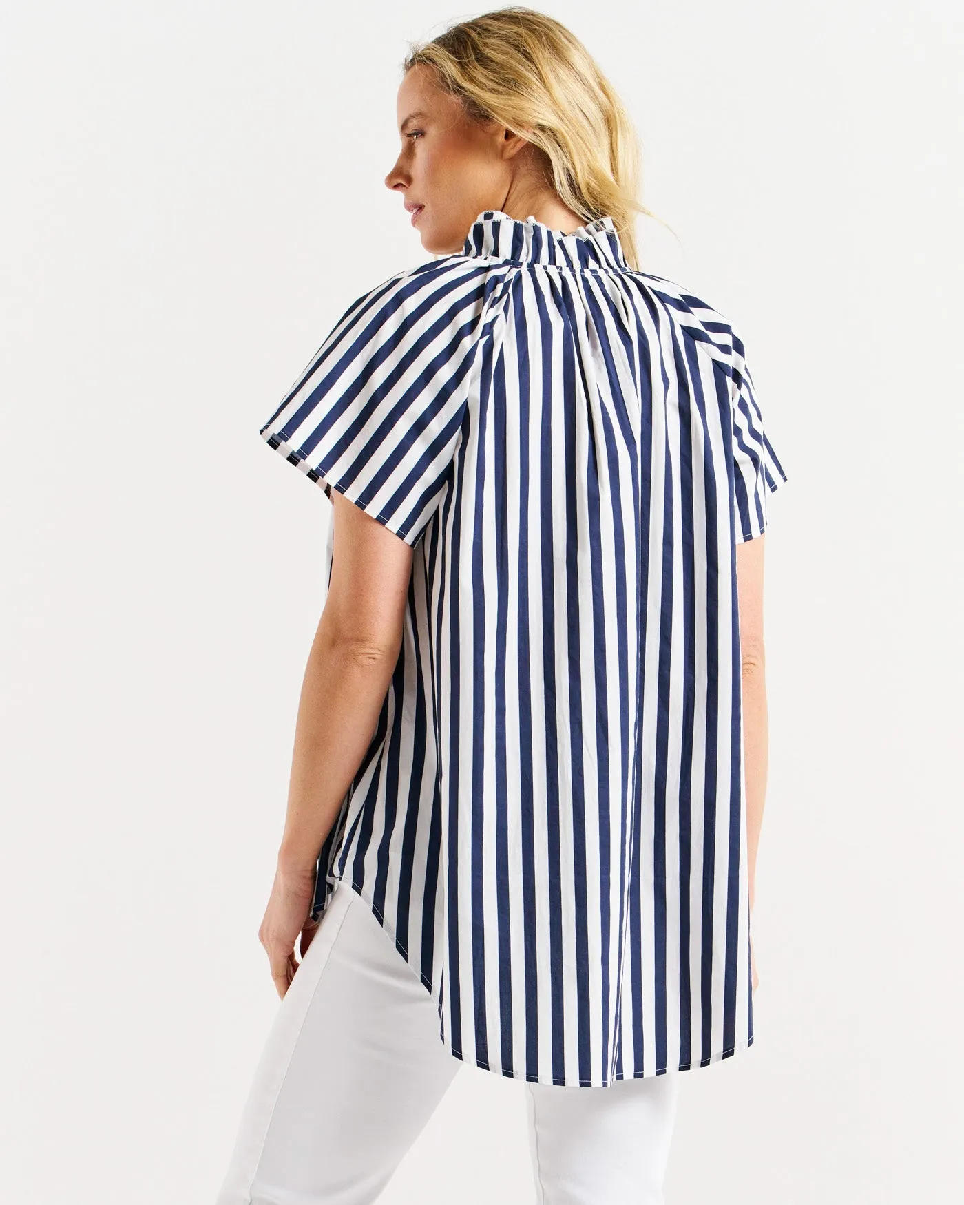 Betty Basics Caspian Blouse Blue/White Stripe