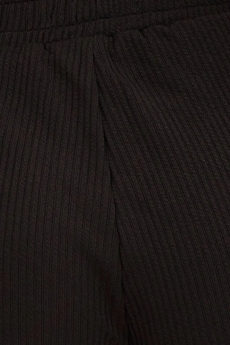 Black Rib Jersey Crop And Shorts Set