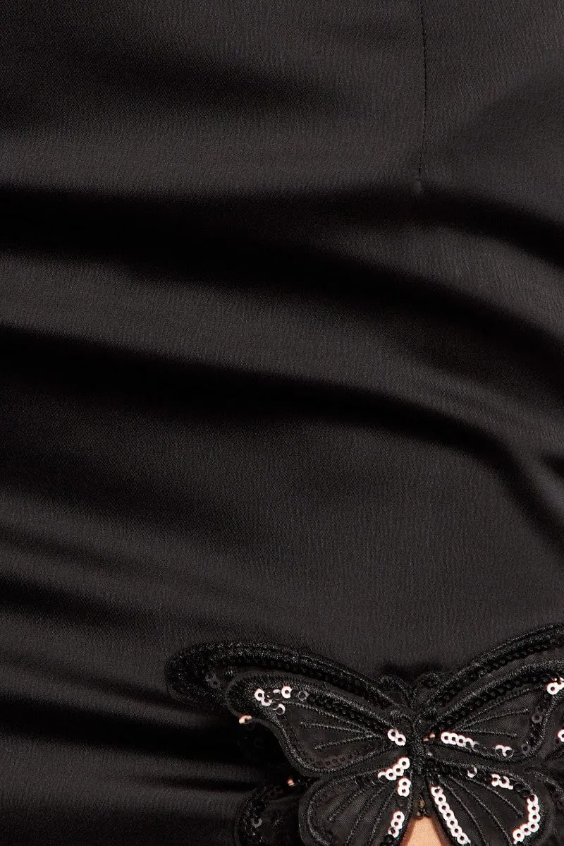 Black Satin Butterfly Skirt