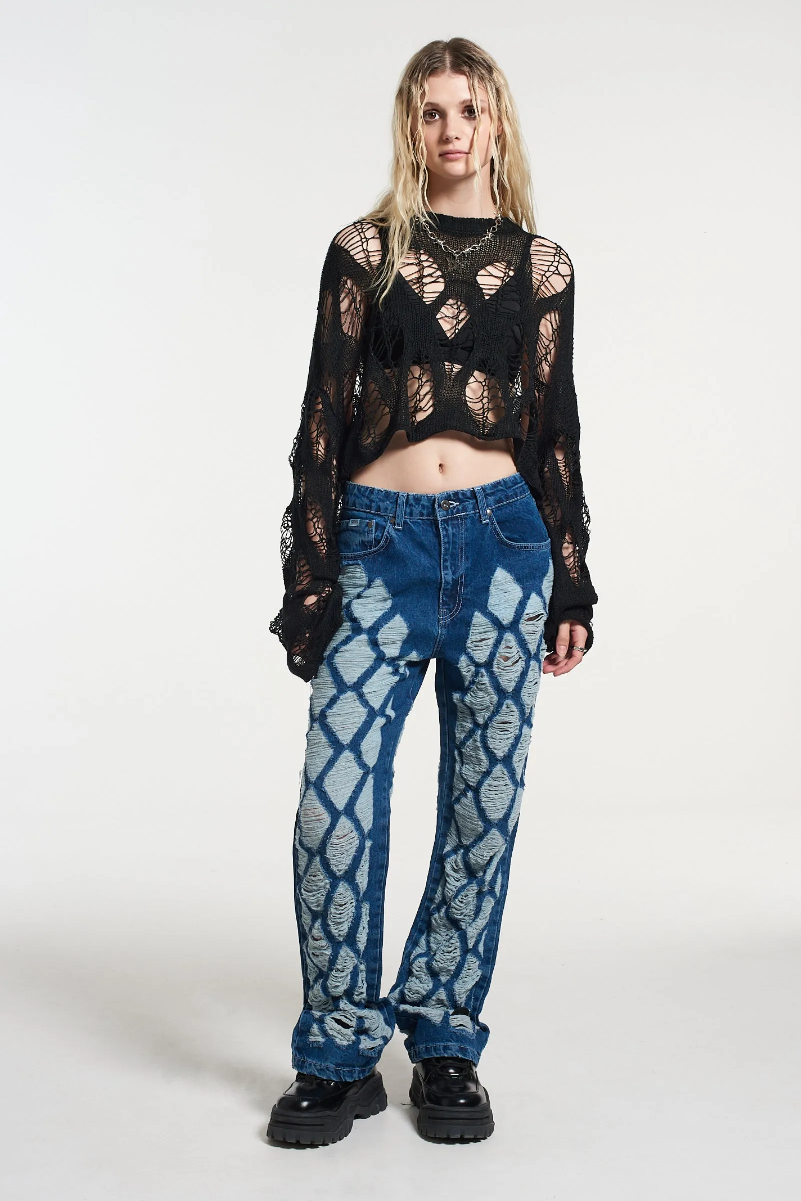 Blitzed Fray Dad Jeans