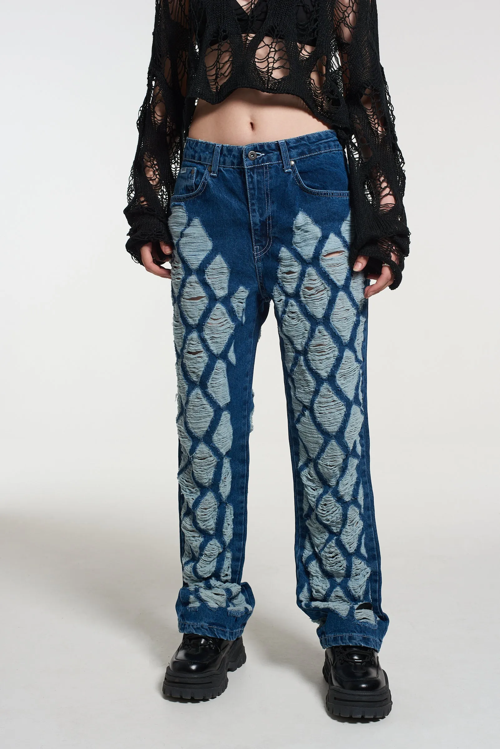 Blitzed Fray Dad Jeans