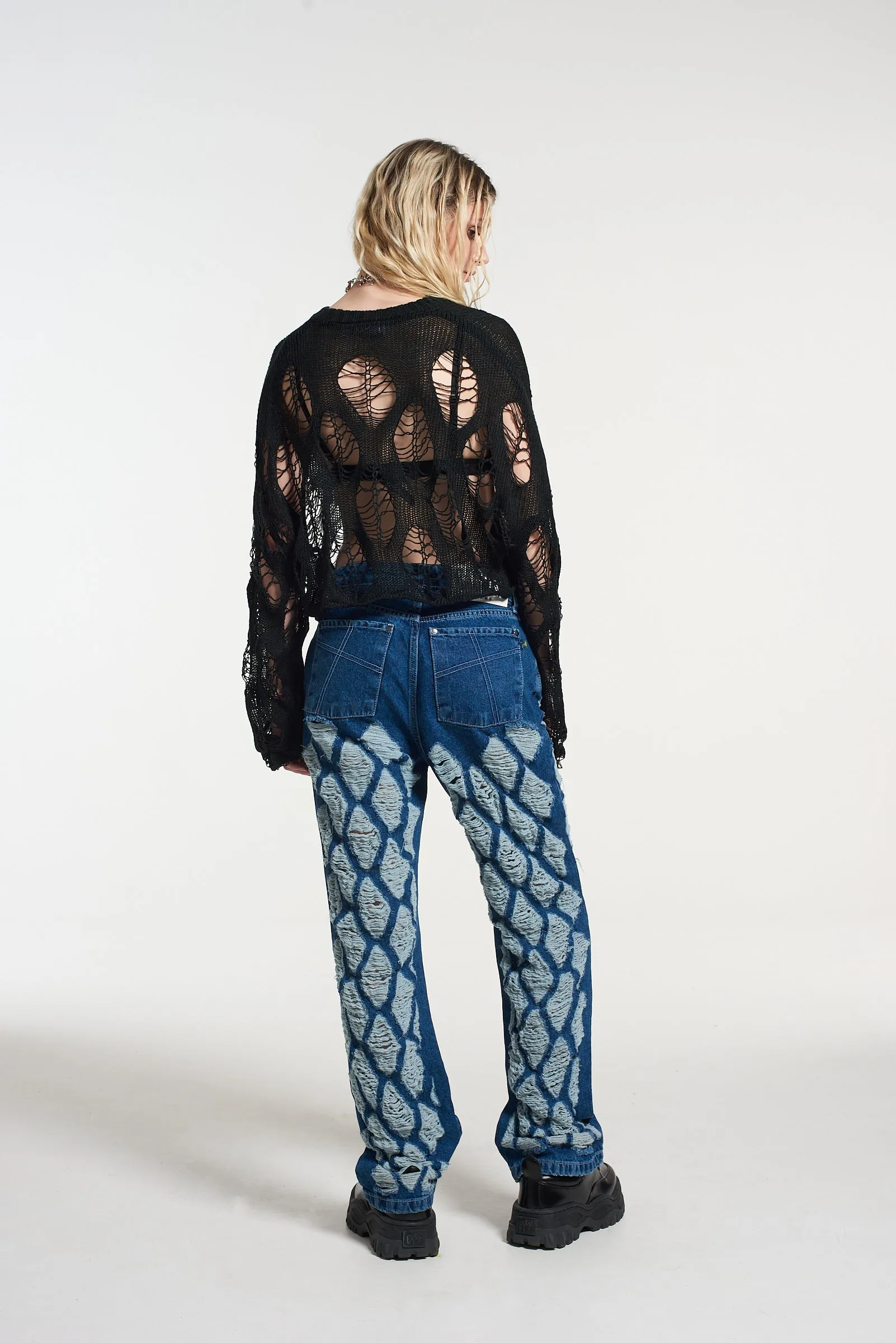 Blitzed Fray Dad Jeans