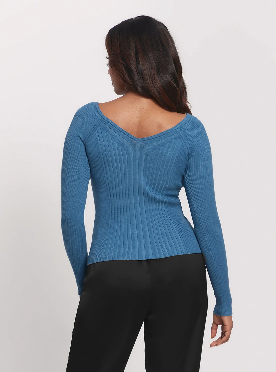 Blue Allie Long Sleeve Knit Top