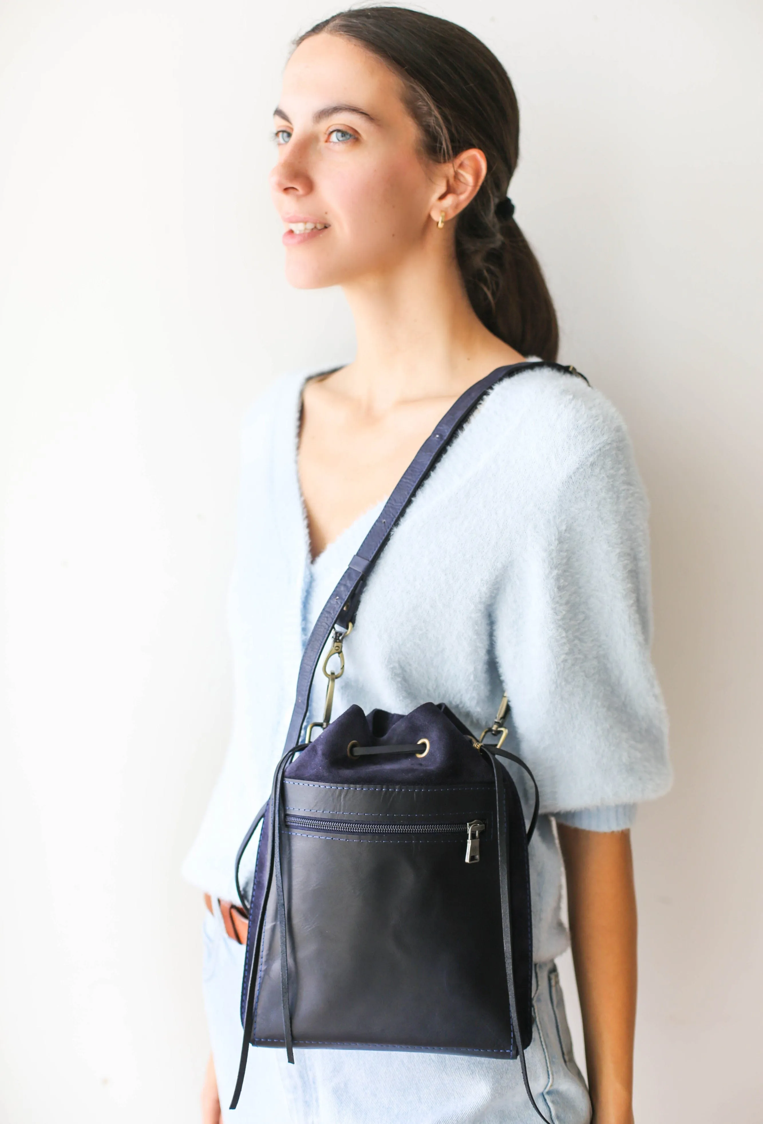 Blue Designer Mini Bag - Small Leather Bag