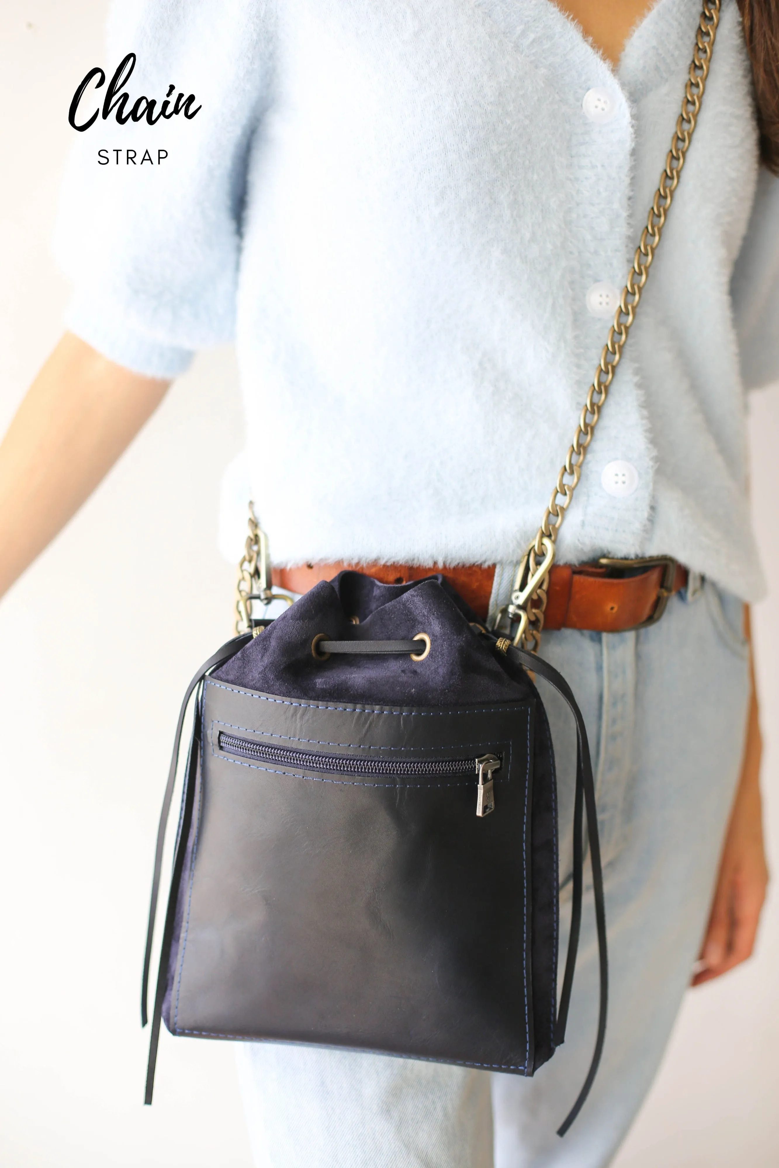 Blue Designer Mini Bag - Small Leather Bag