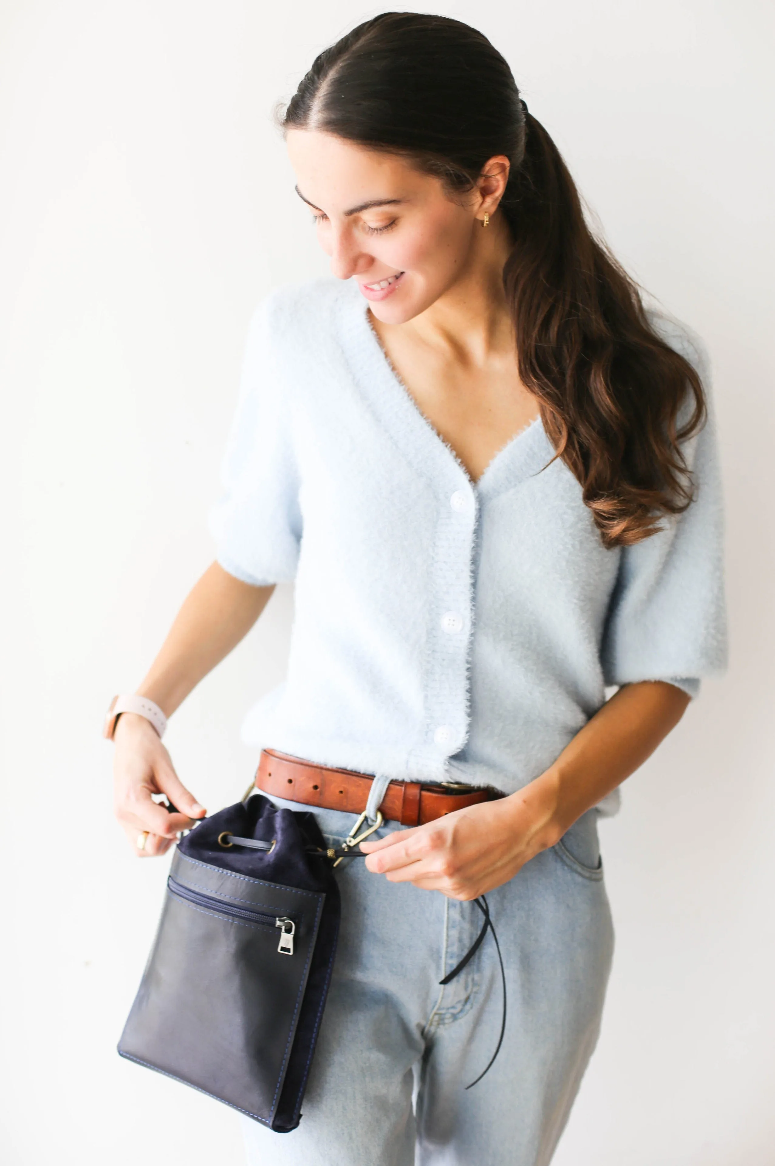 Blue Designer Mini Bag - Small Leather Bag