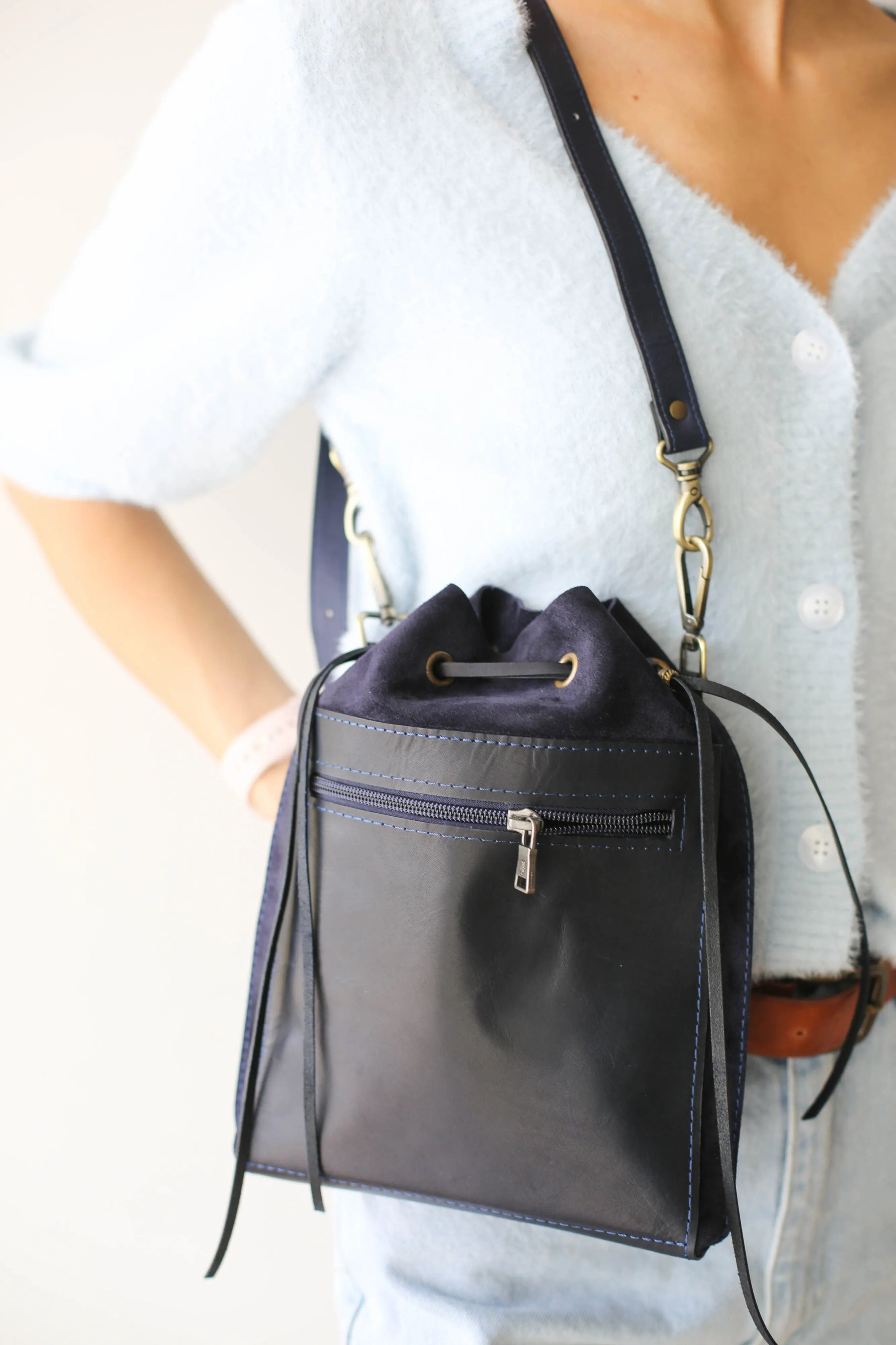 Blue Designer Mini Bag - Small Leather Bag