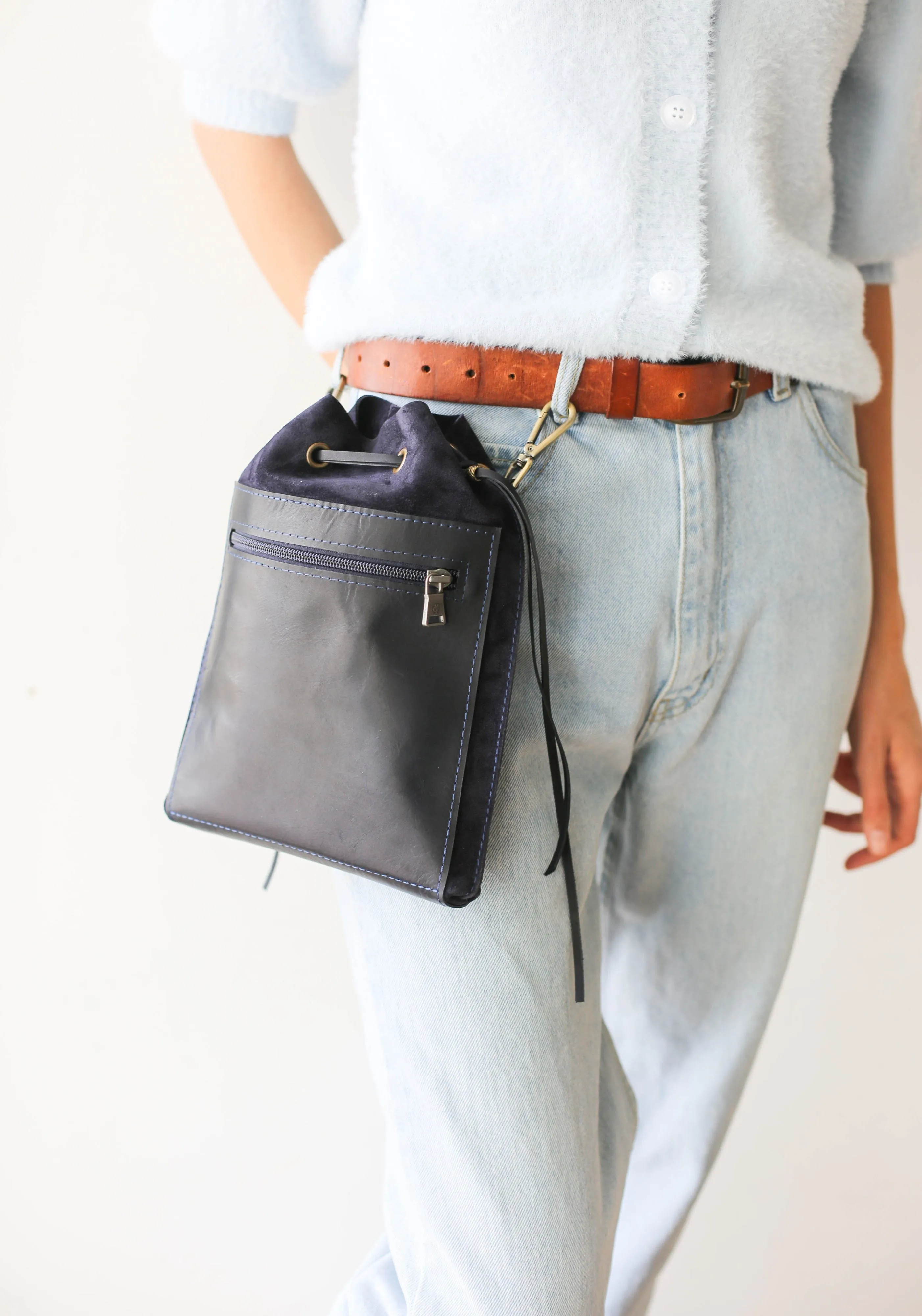 Blue Designer Mini Bag - Small Leather Bag