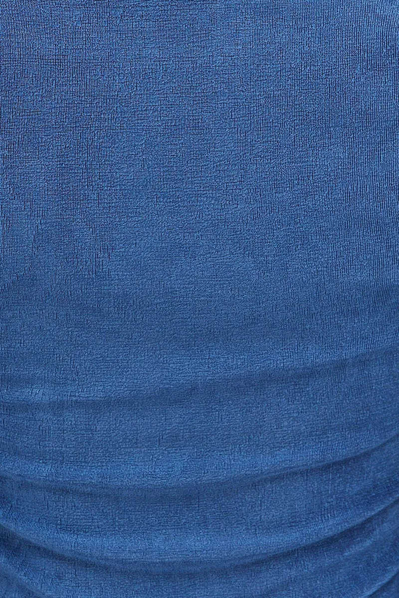 Blue Slinky Jersey Long Sleeve Top