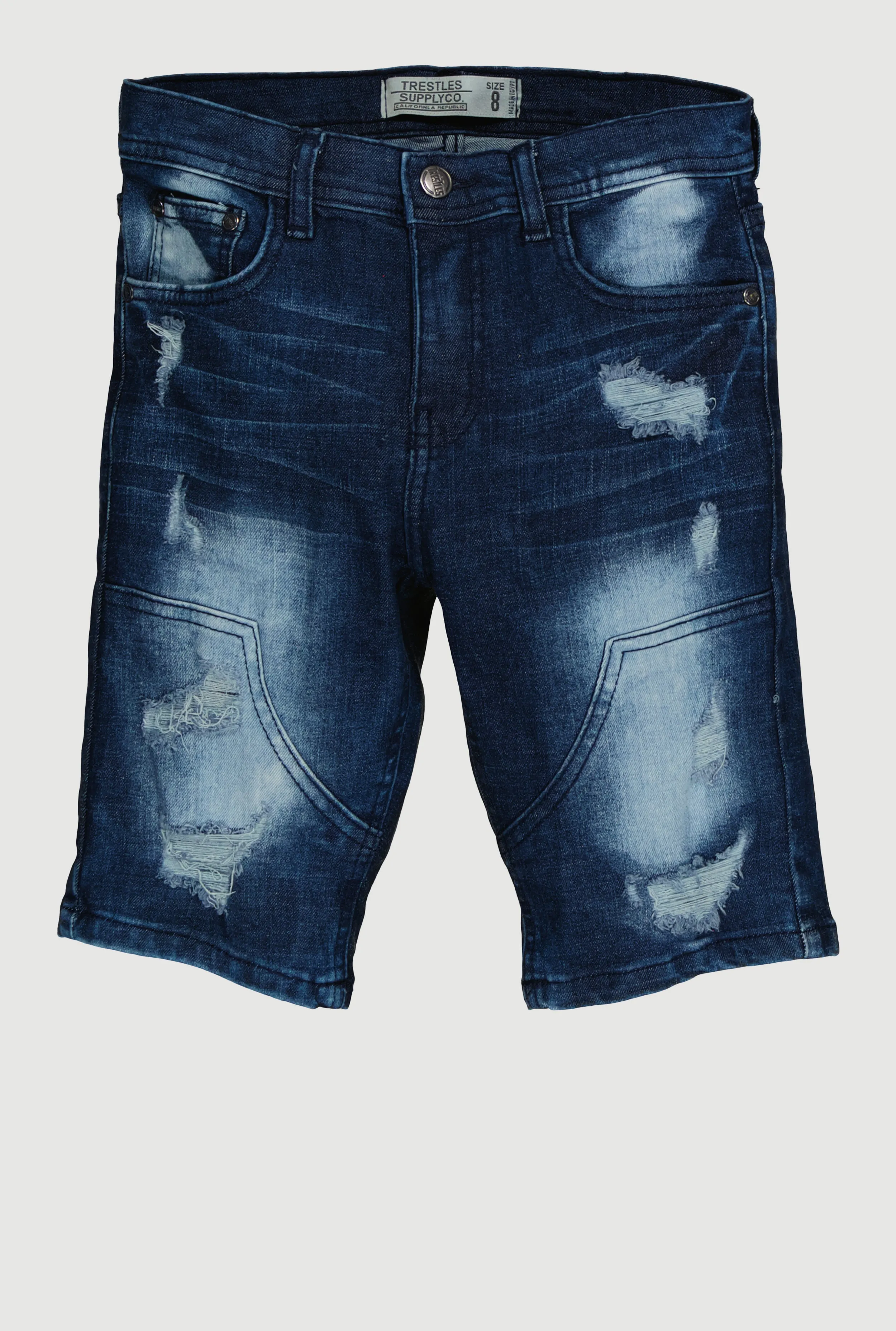 Boys Distressed Whiskered Denim Shorts