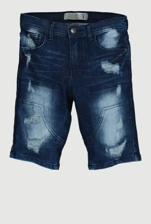 Boys Distressed Whiskered Denim Shorts