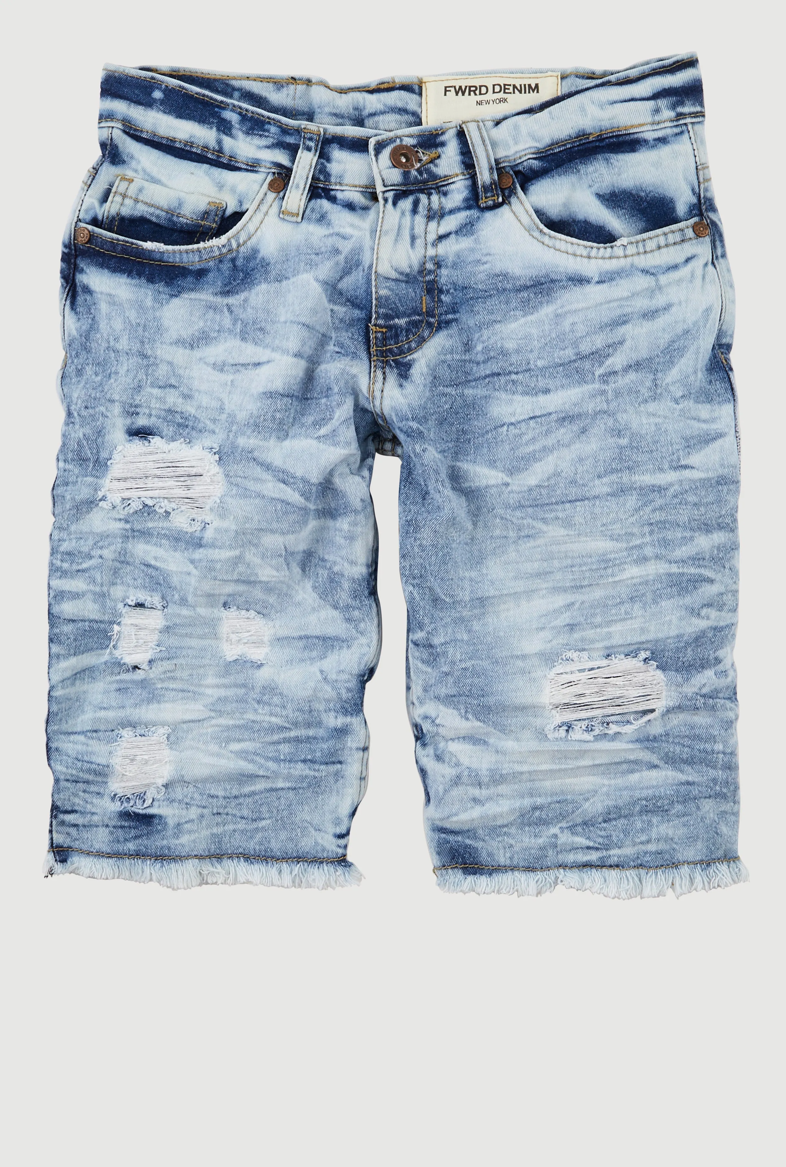 Boys Frayed Hem Denim Bermuda Shorts