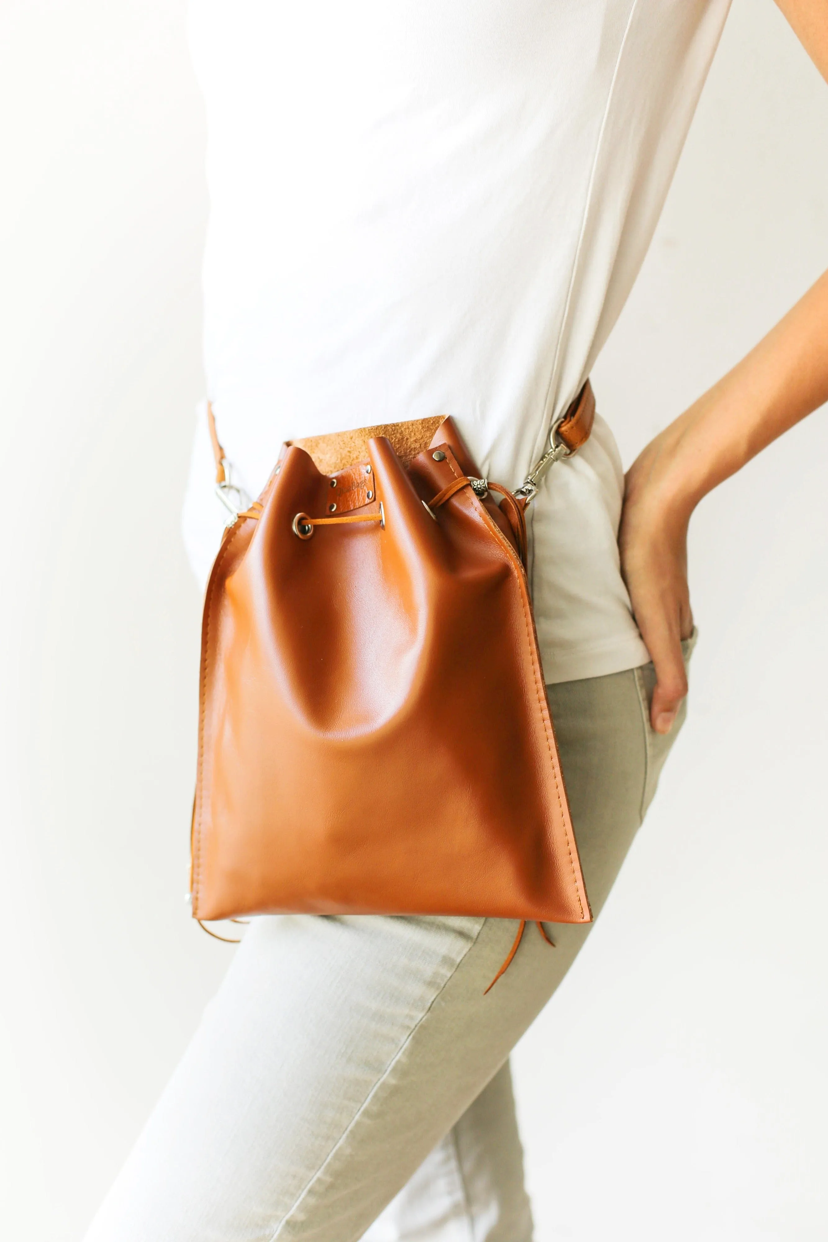 Brown Leather Pouch Bag