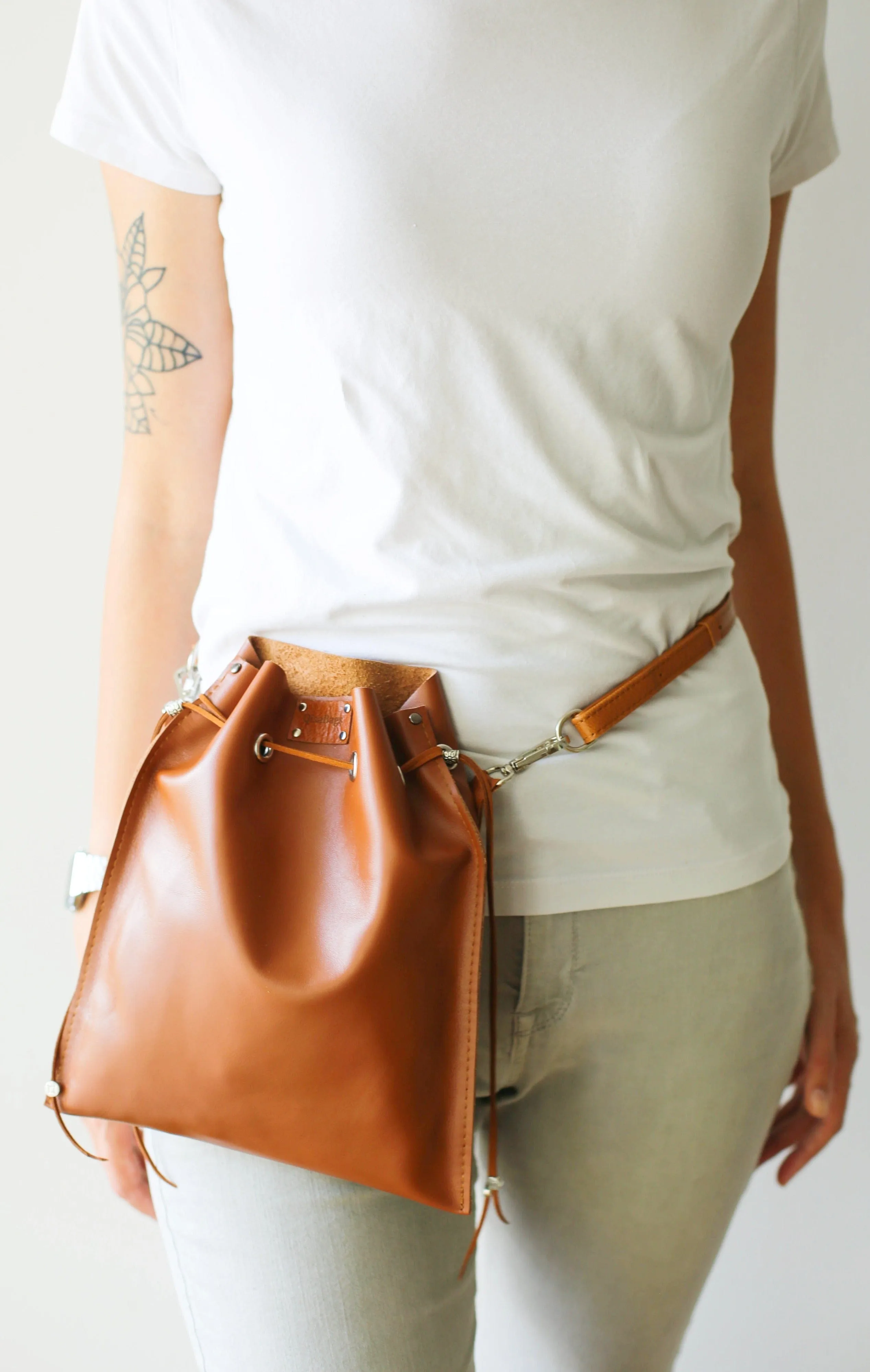 Brown Leather Pouch Bag