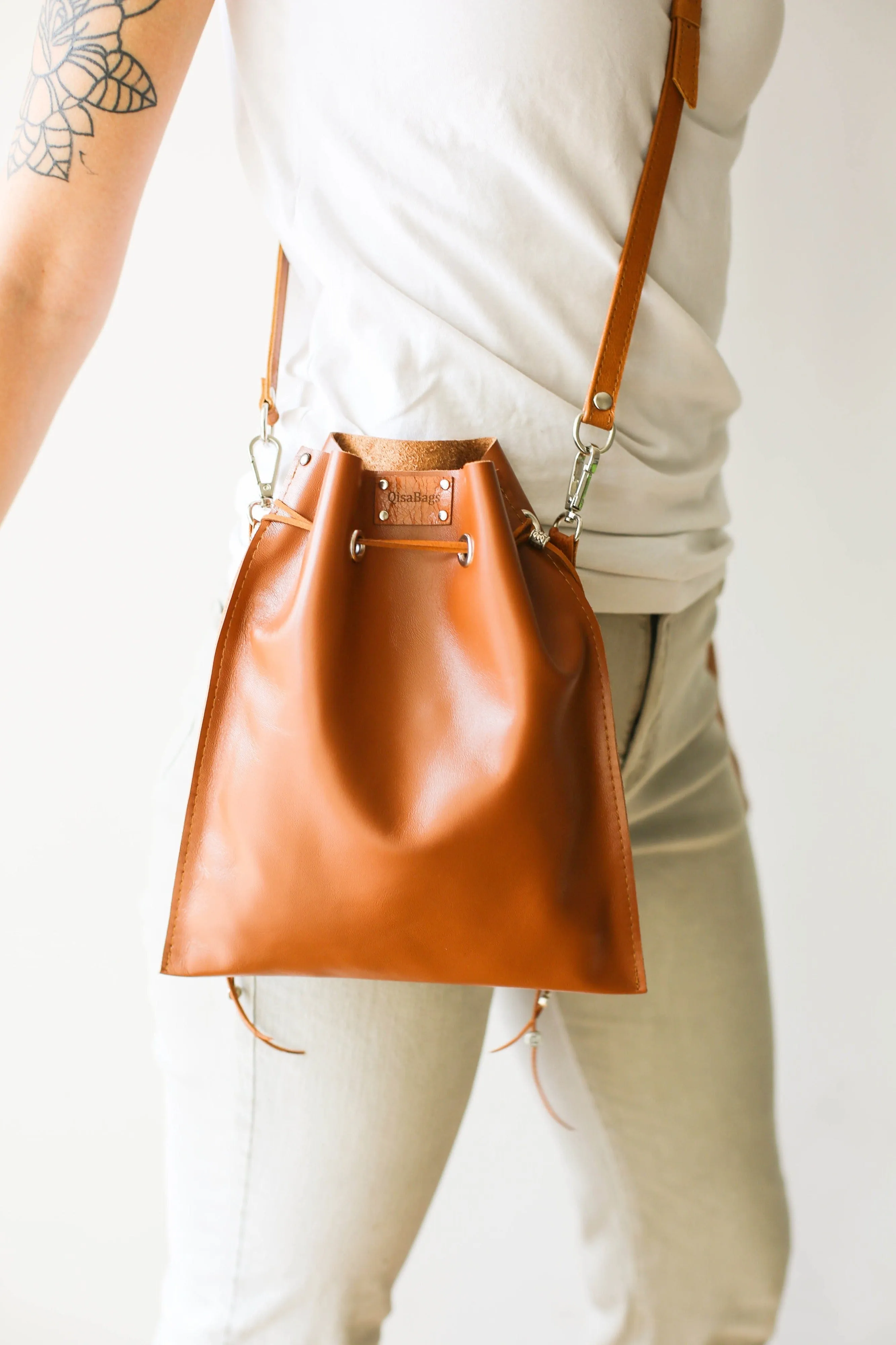 Brown Leather Pouch Bag
