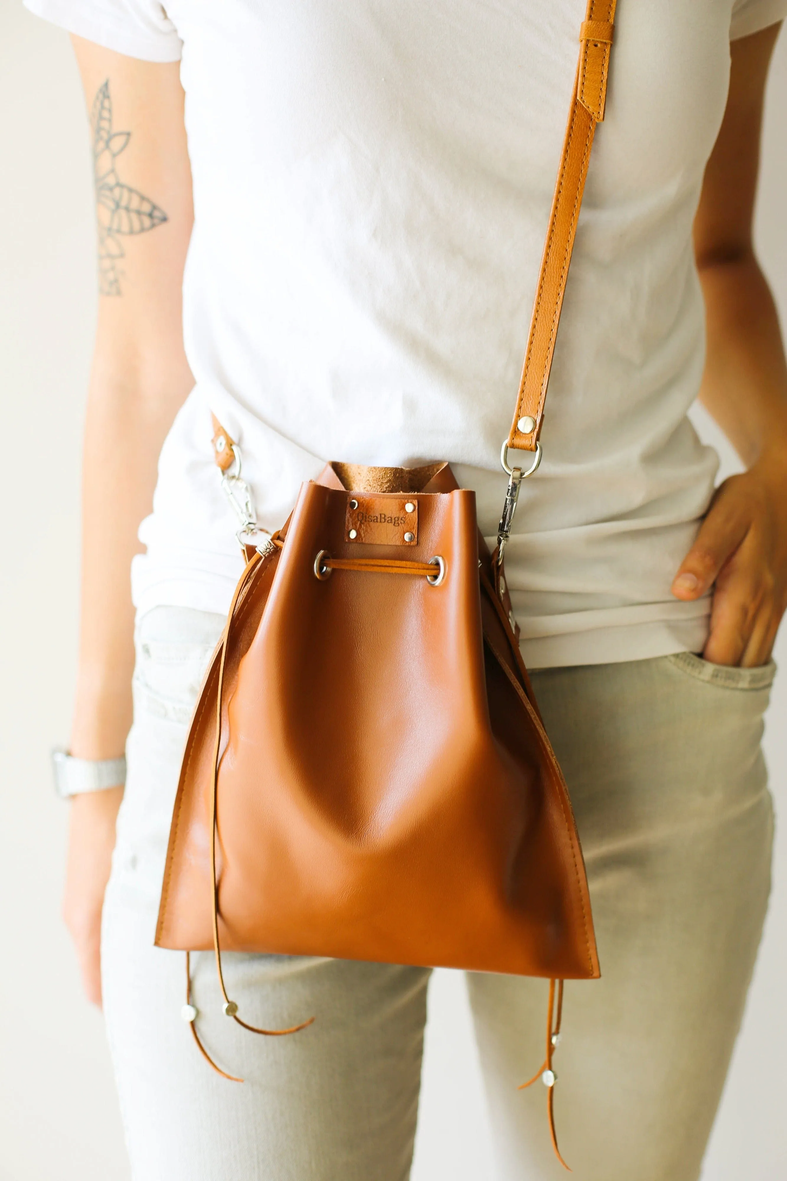 Brown Leather Pouch Bag