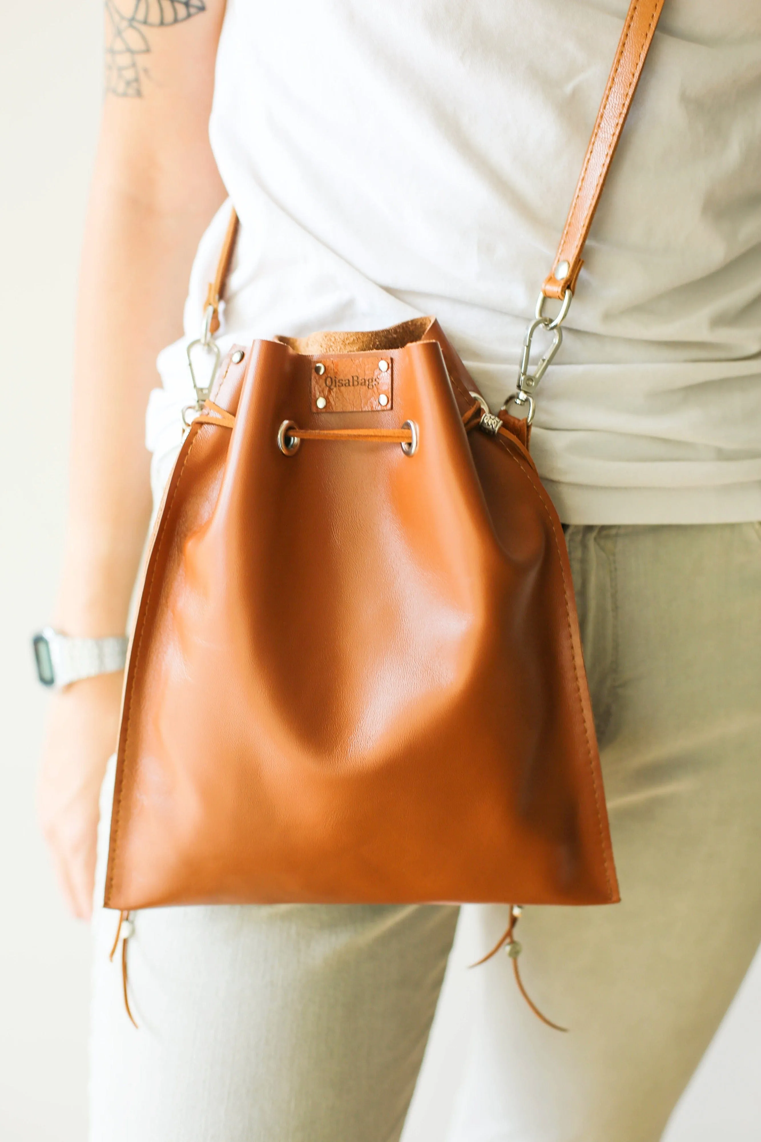 Brown Leather Pouch Bag