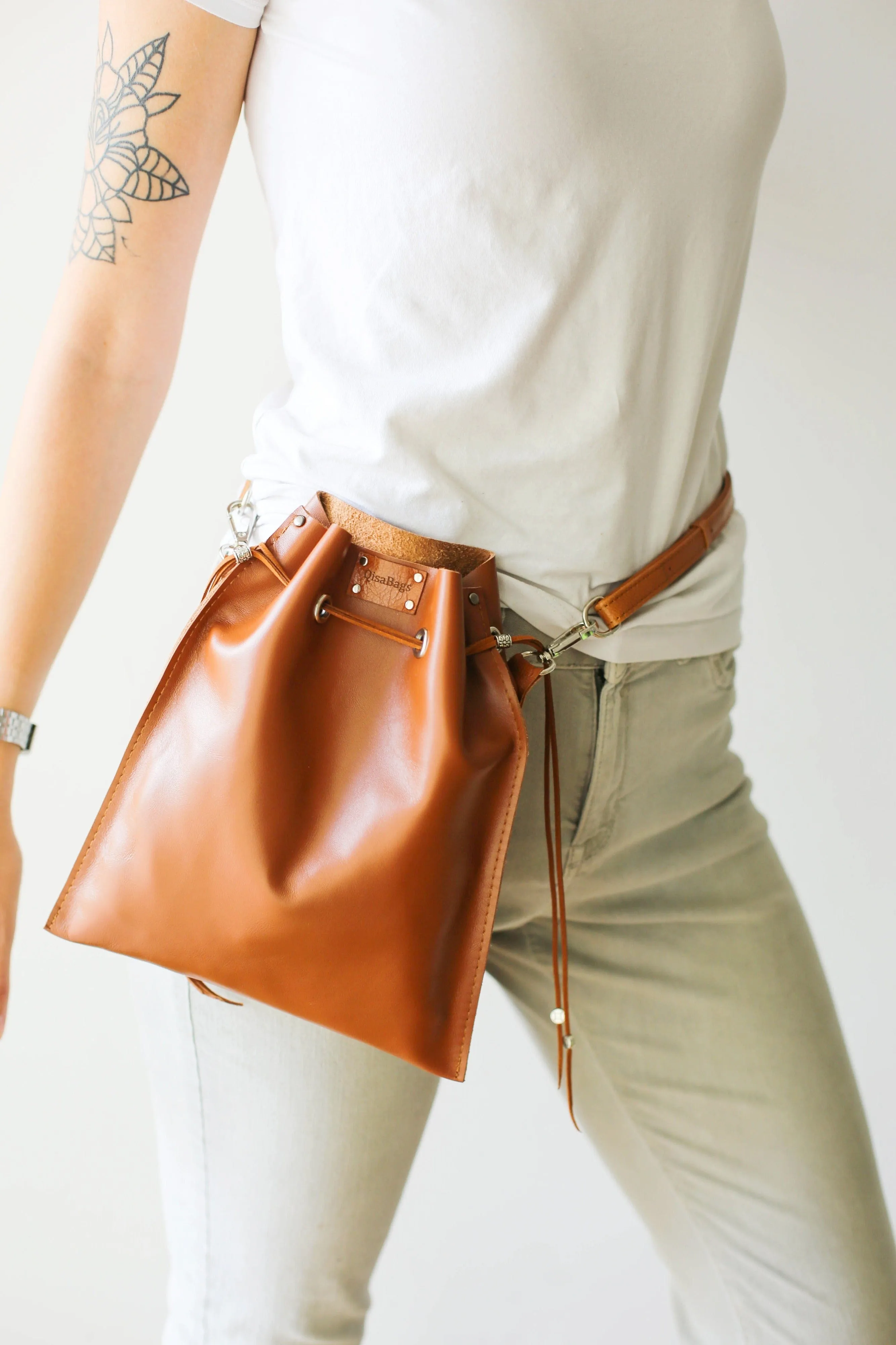 Brown Leather Pouch Bag