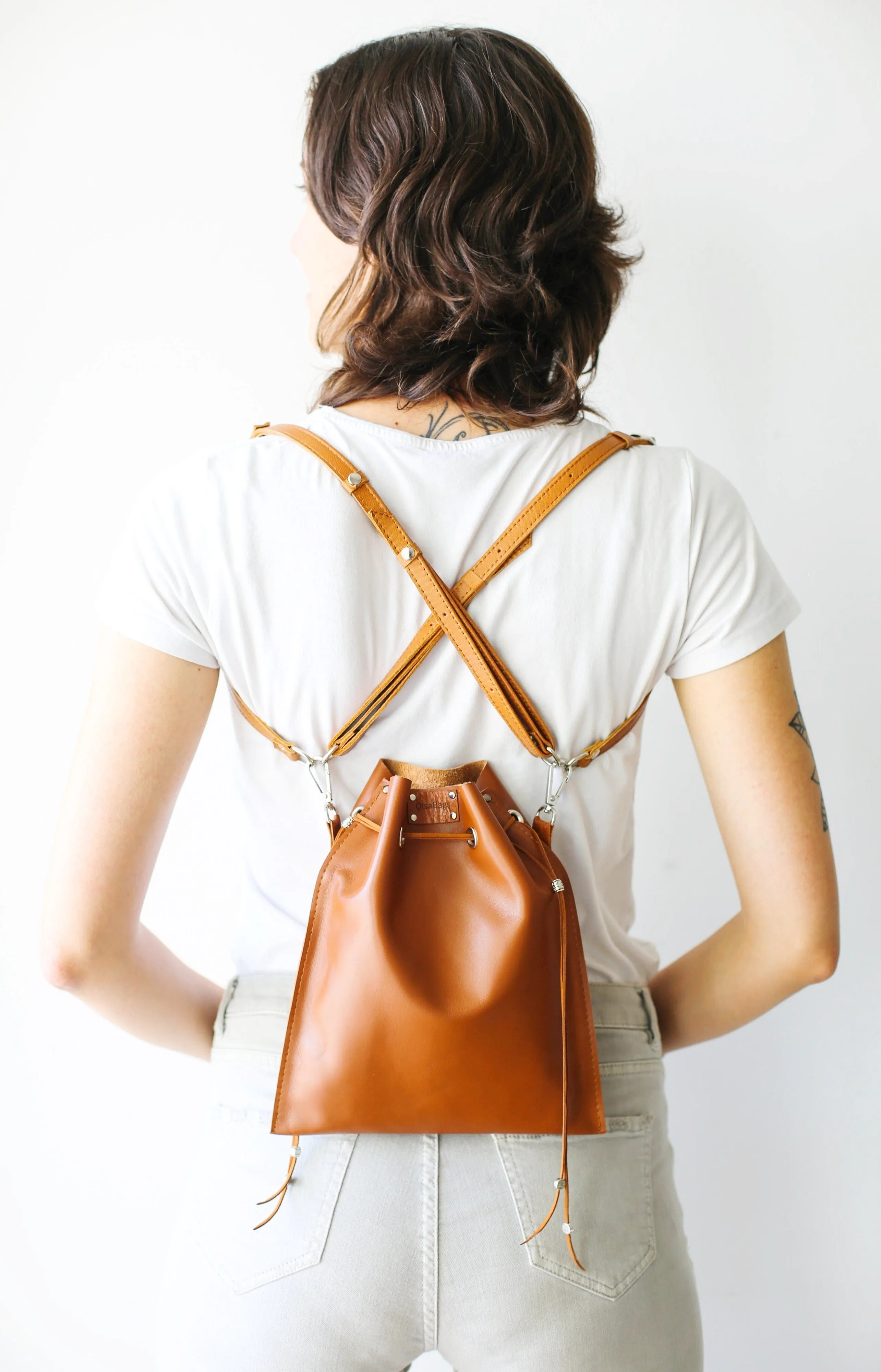 Brown Leather Pouch Bag