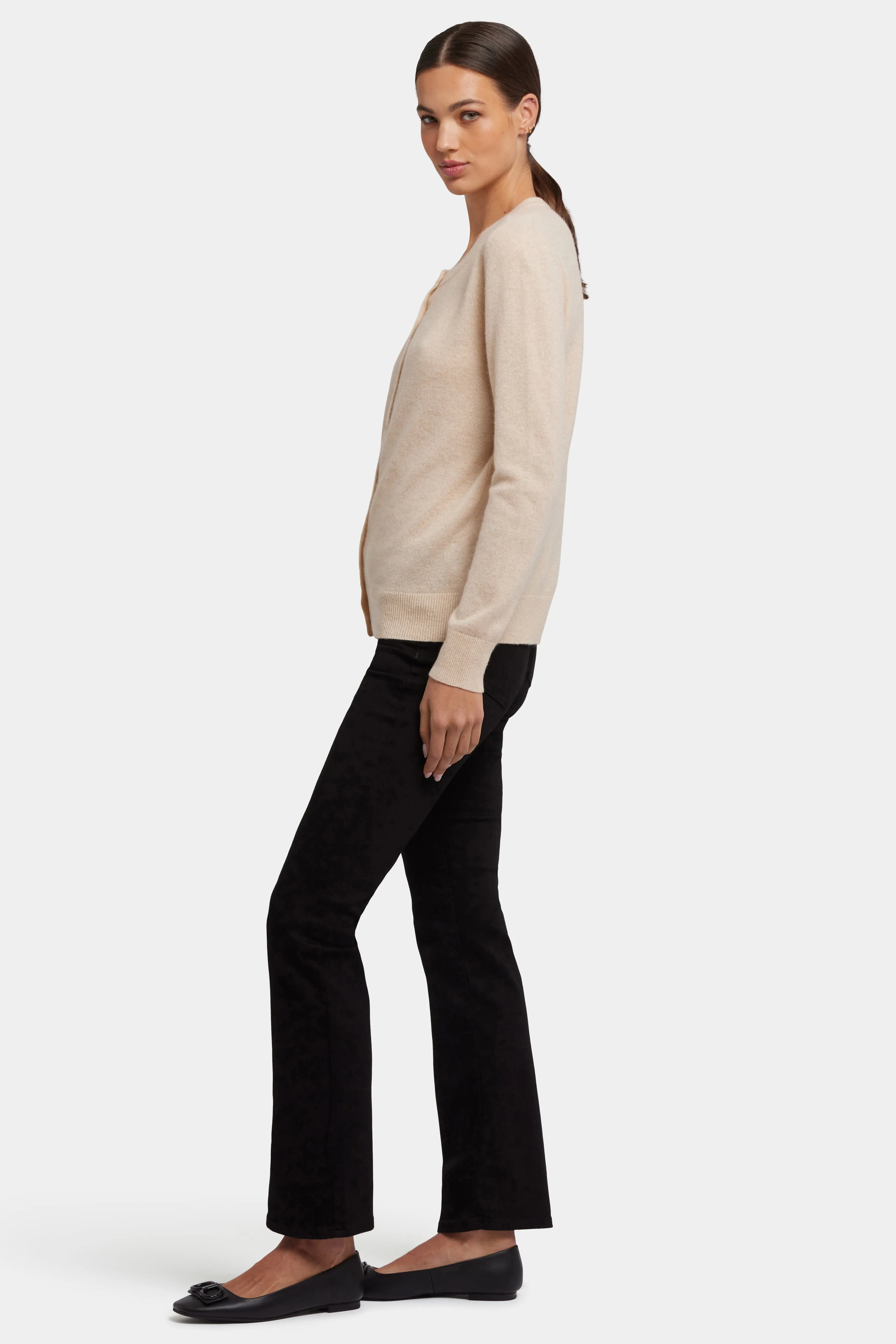 Cashmere Crewneck Cardigan - Heather Cream