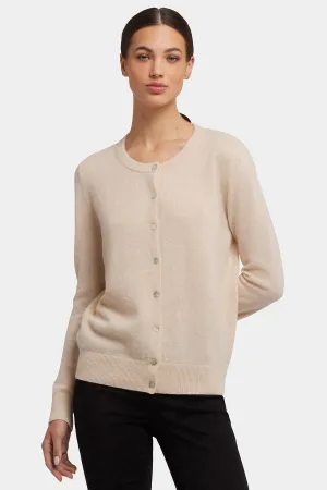 Cashmere Crewneck Cardigan - Heather Cream