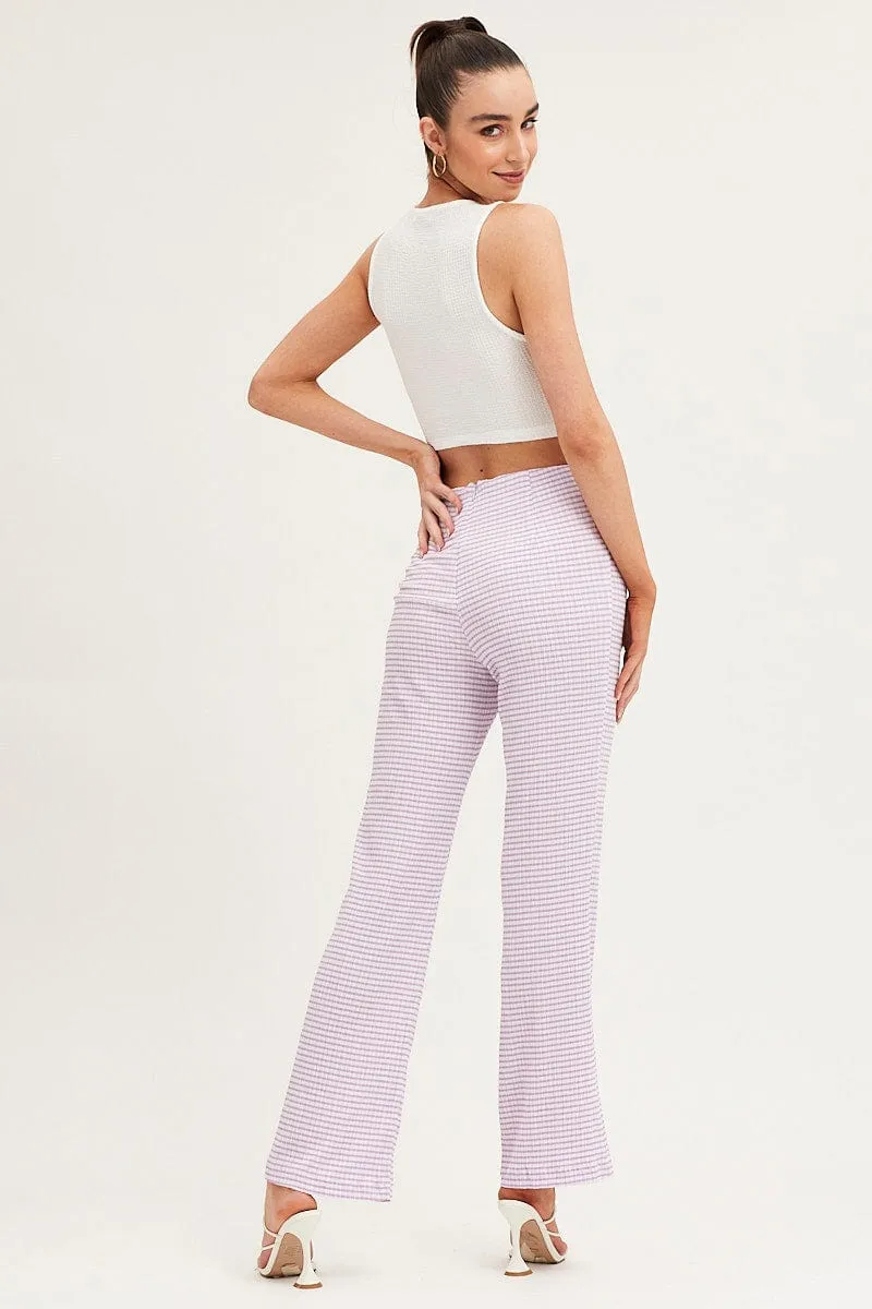 Check High Rise Pants Straight Leg