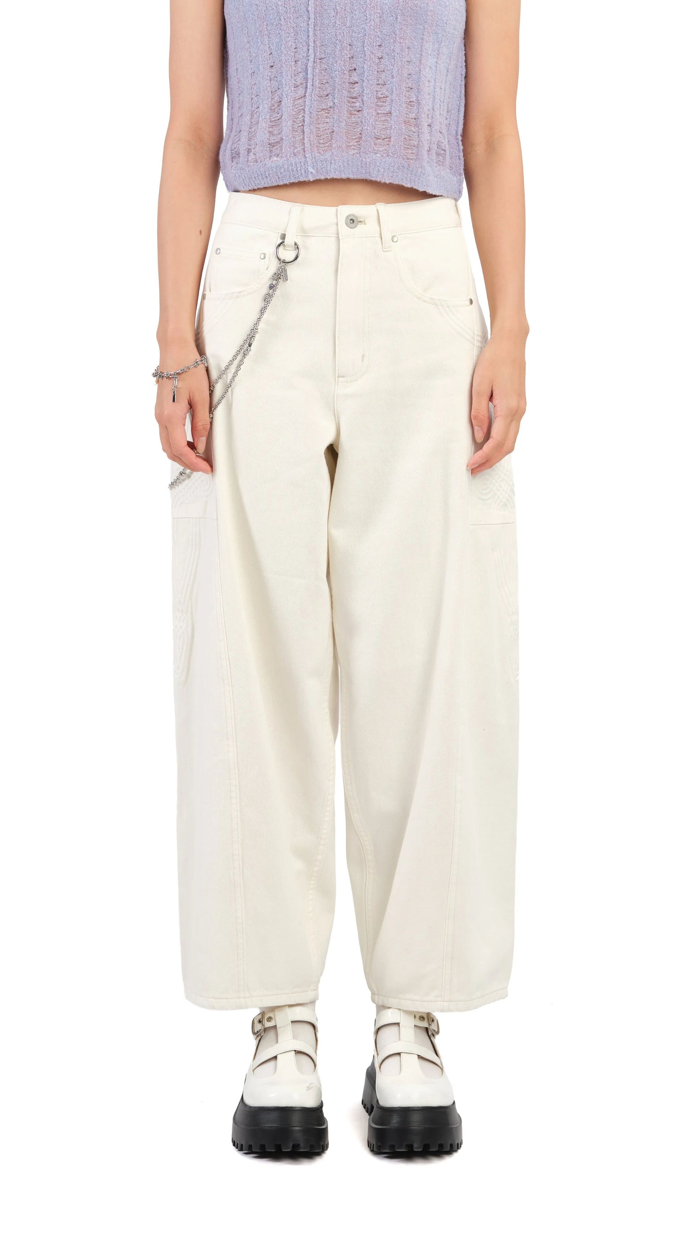 Corded Braiding Balloon Jeans