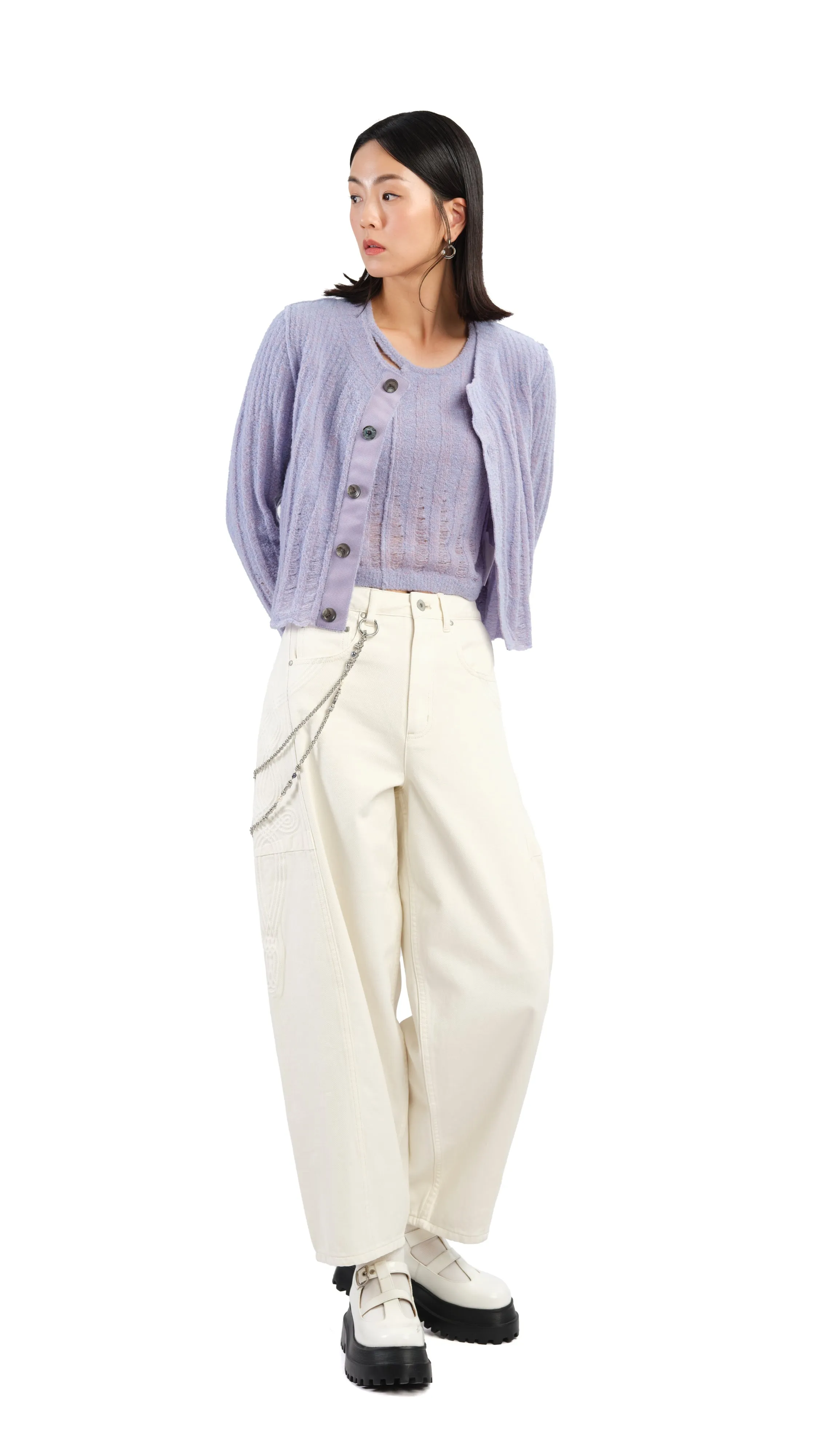 Corded Braiding Balloon Jeans