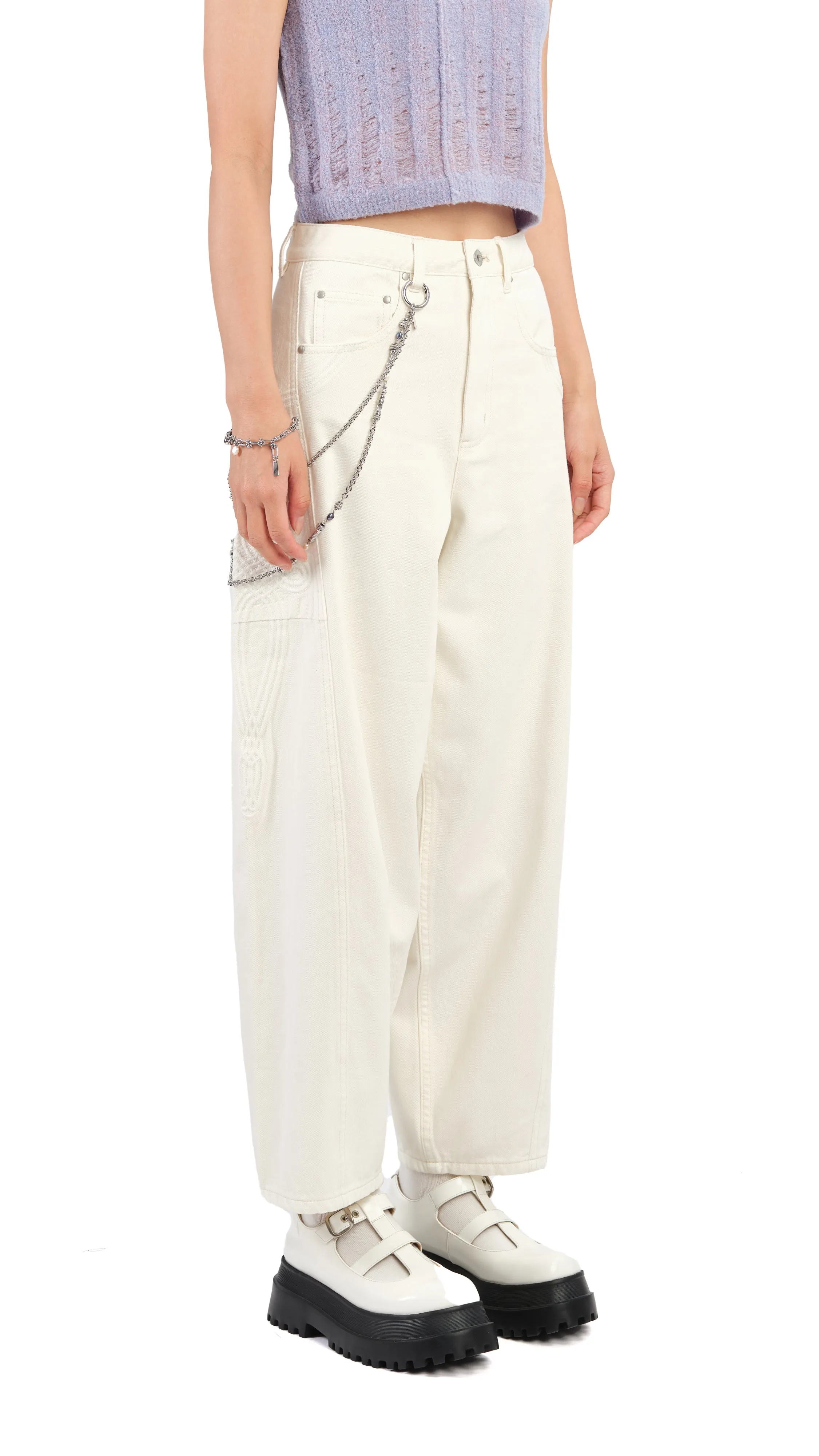 Corded Braiding Balloon Jeans