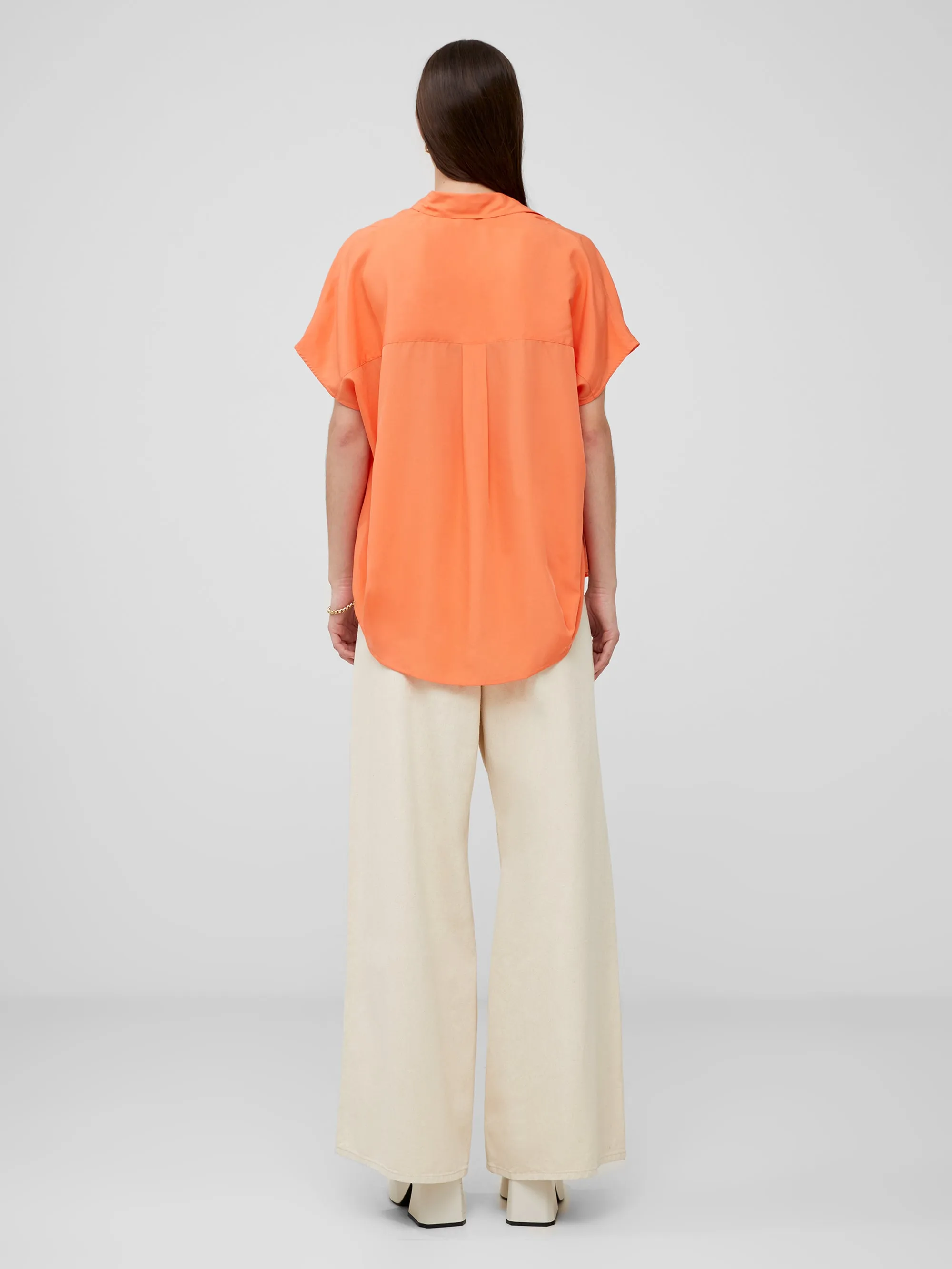 Crepe Light Cap Sleeve Popover Shirt
