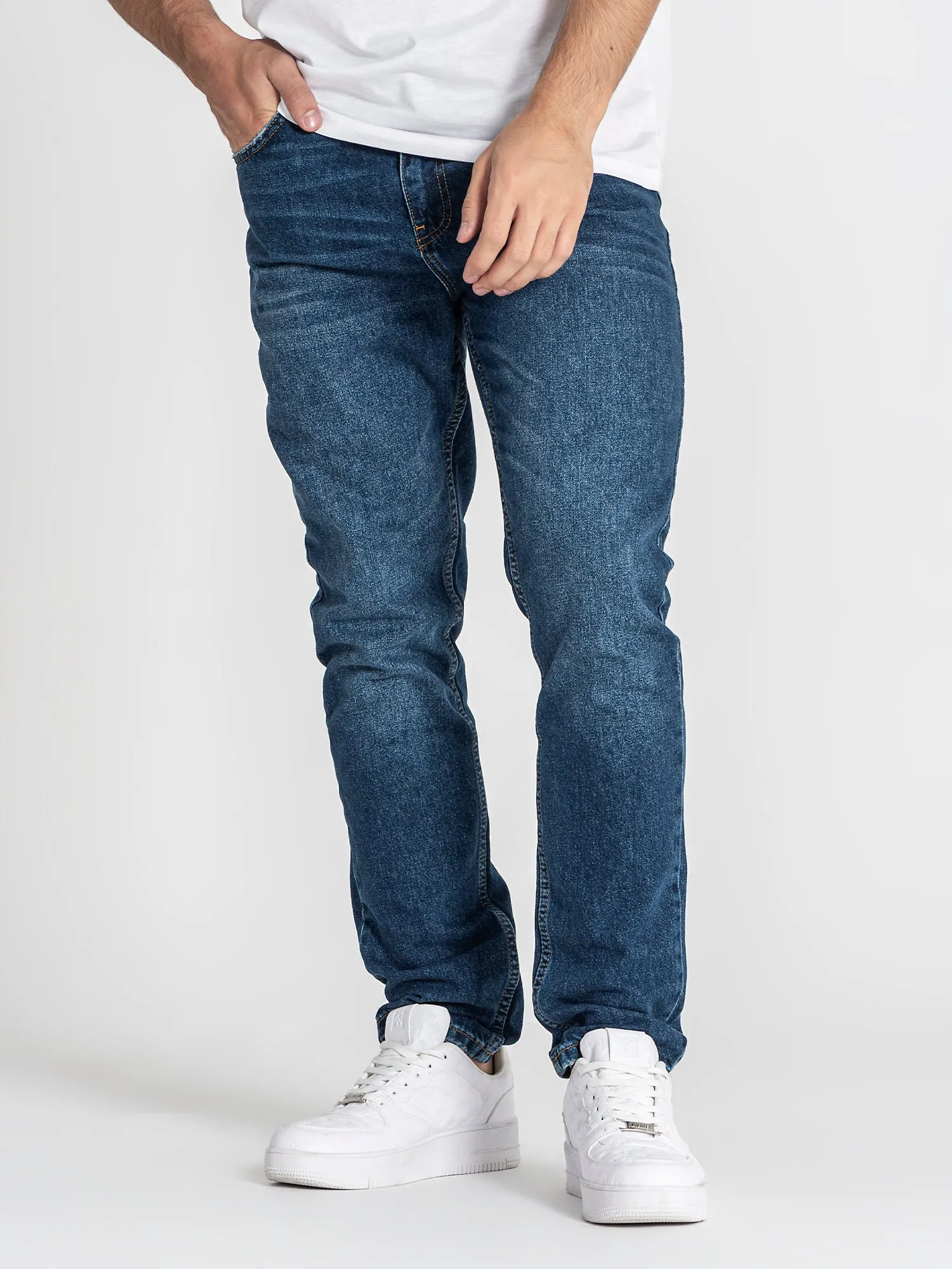 Dark Blue Core Straight-Leg Jeans