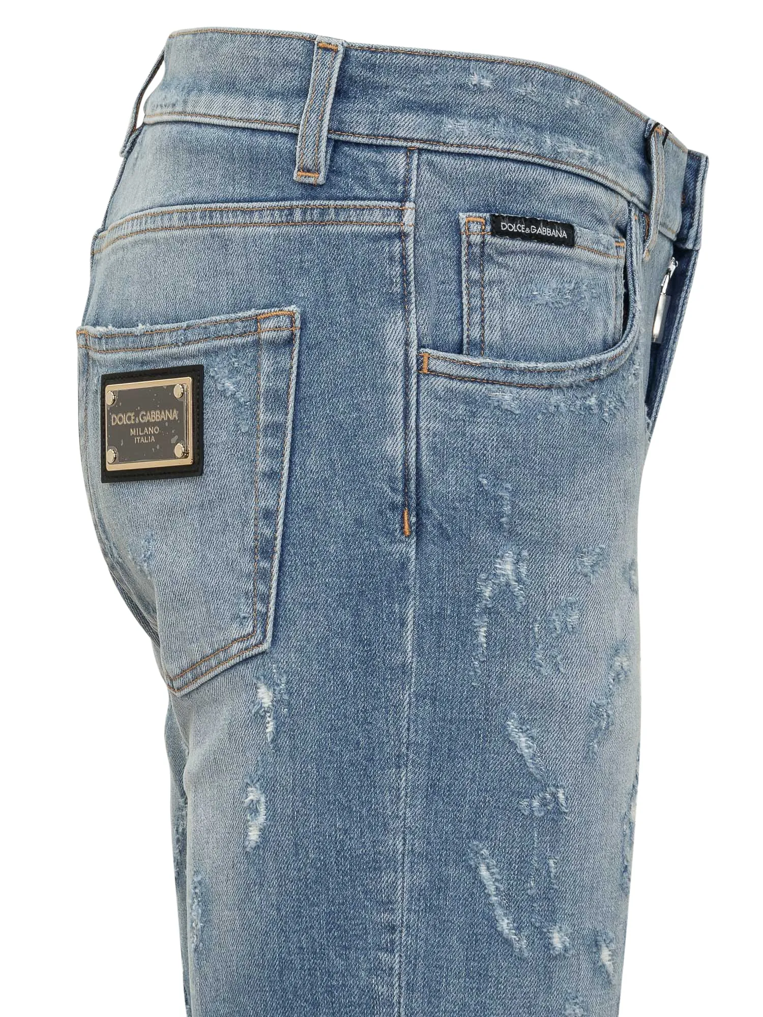 Dolce & Gabbana Distressed Straight Leg Jeans