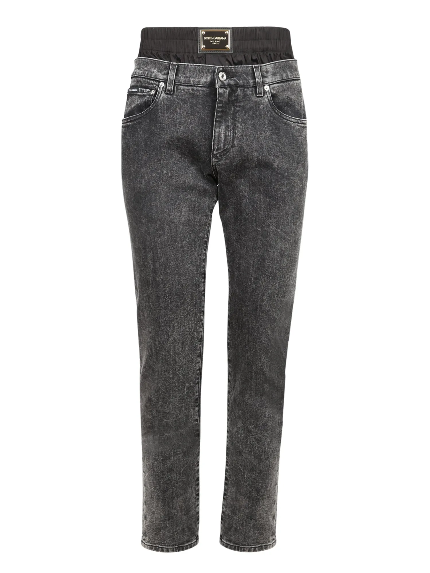 Dolce & Gabbana Layered Waistband Slim Cut Jeans