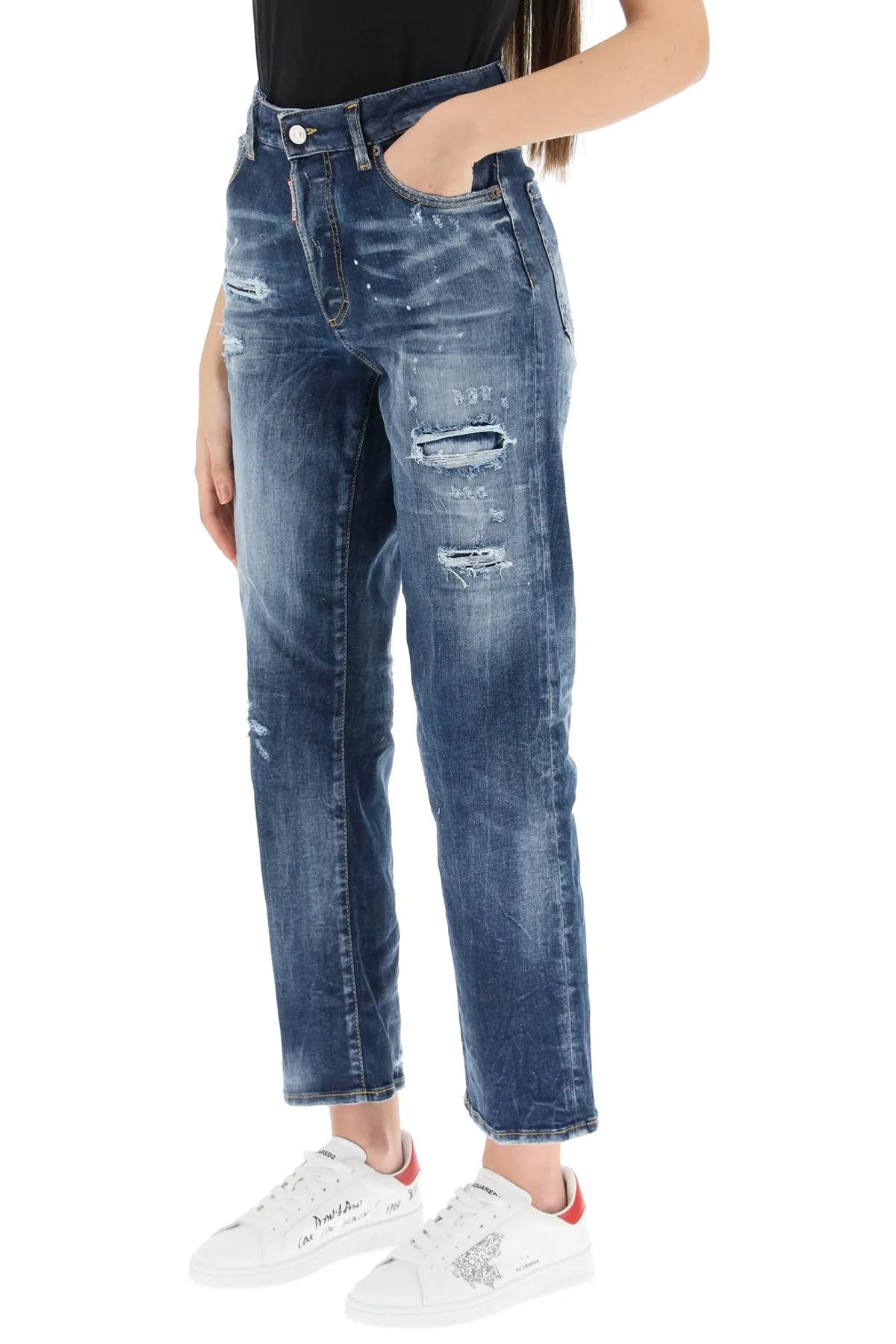 Dsquared2 Distressed Straight Leg Jeans