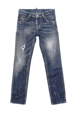 Dsquared2 Kids Logo Detailed Straight Leg Jeans