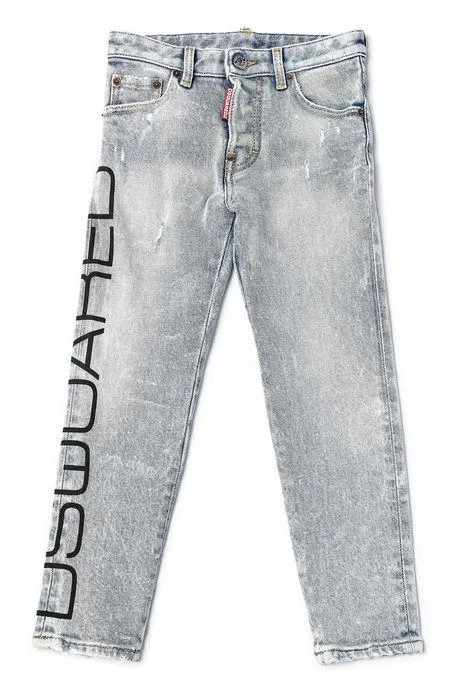 Dsquared2 Kids Logo Printed Straight Leg Jeans