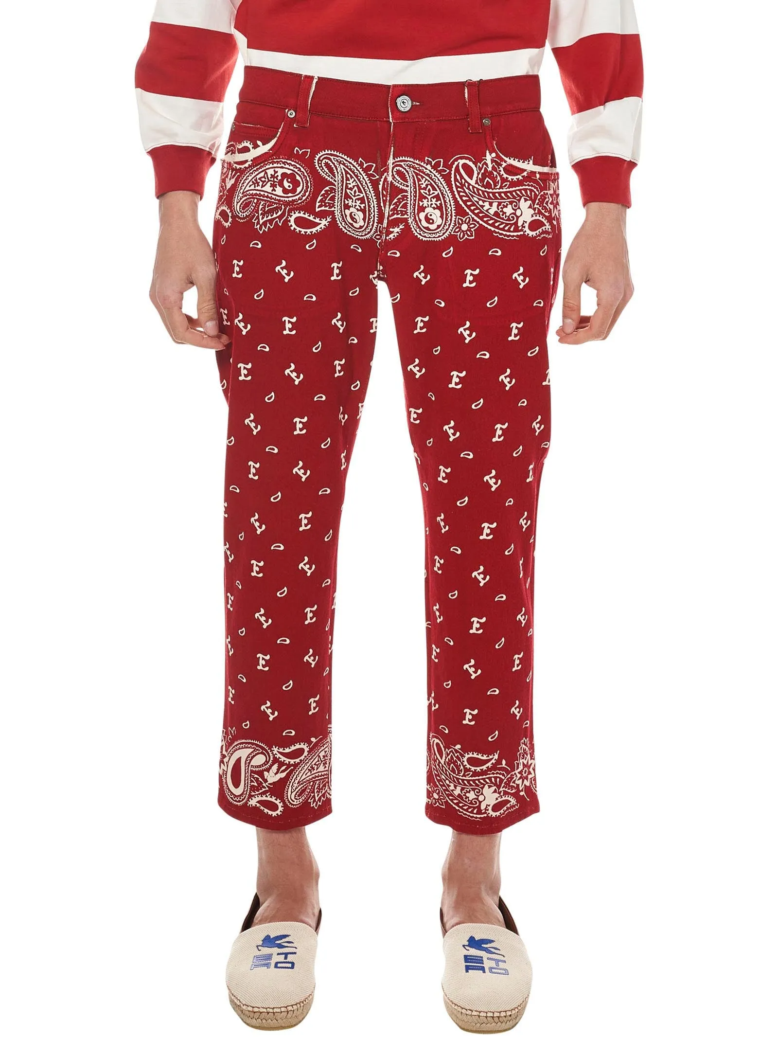 Etro Paisley Print Straight Leg Jeans