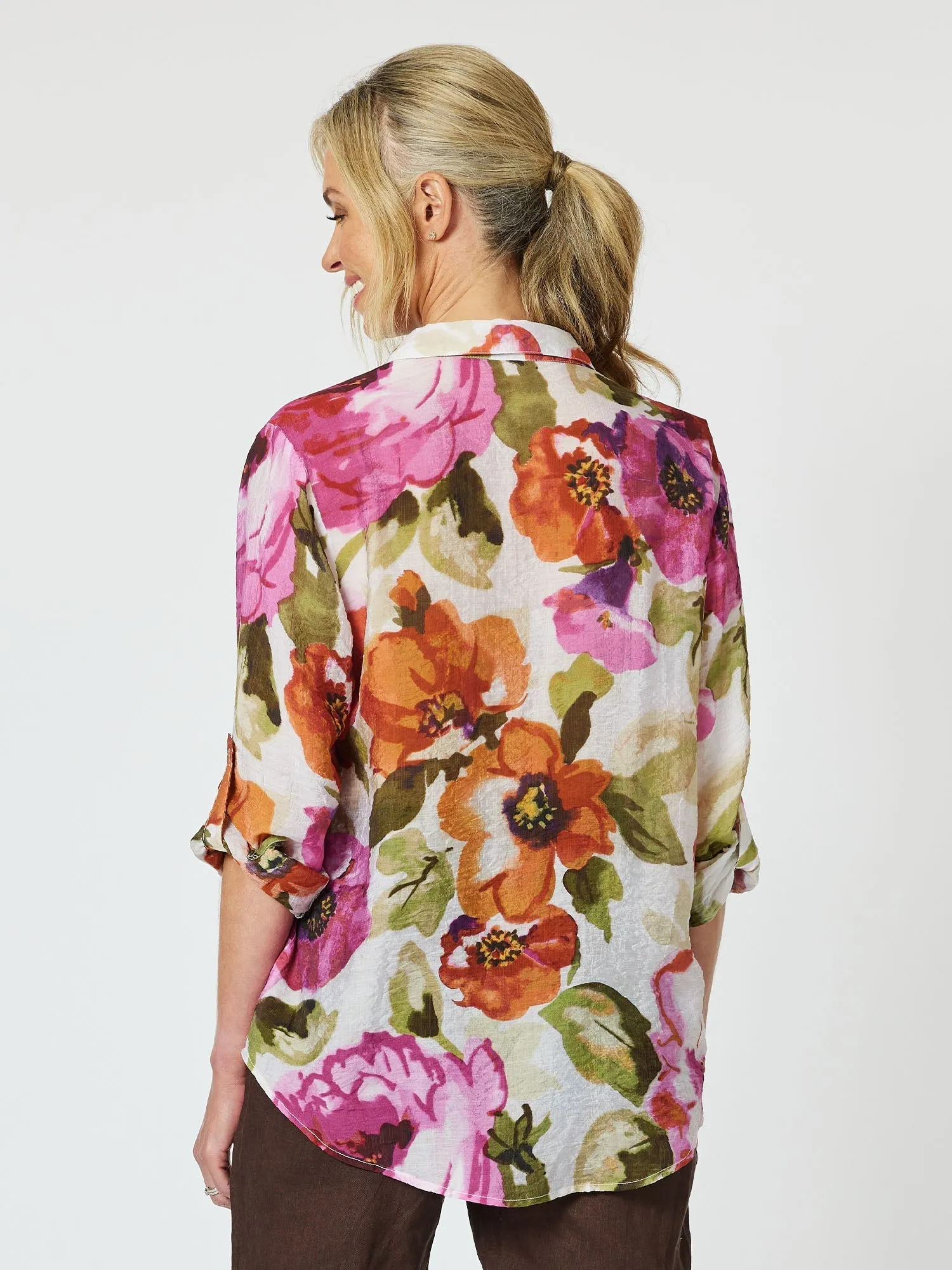 Gordon Smith Maui Floral Shirt Berry