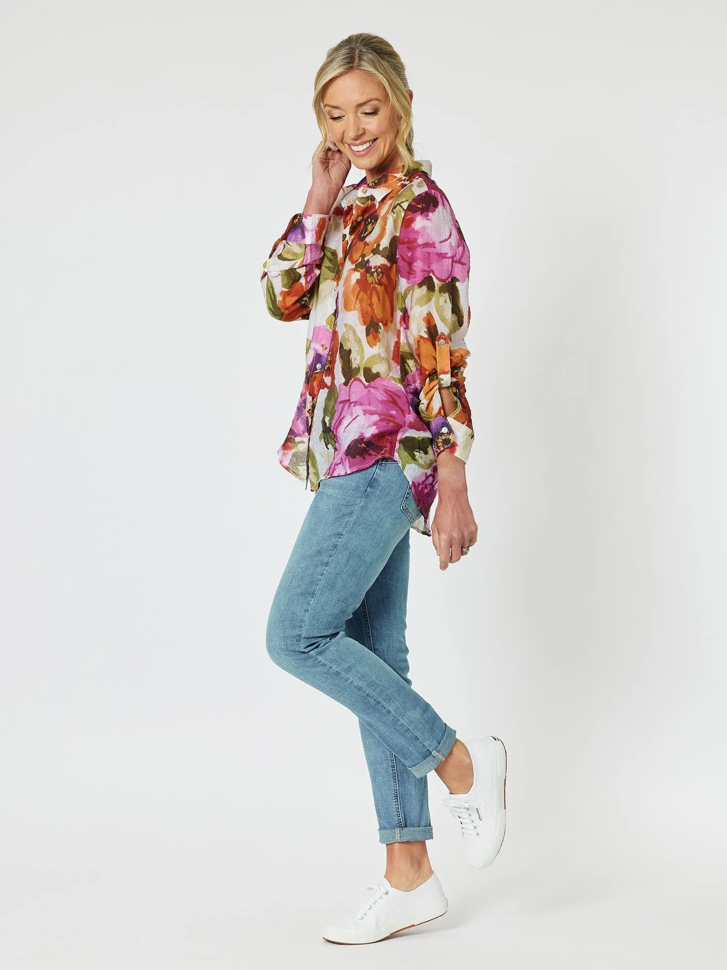 Gordon Smith Maui Floral Shirt Berry